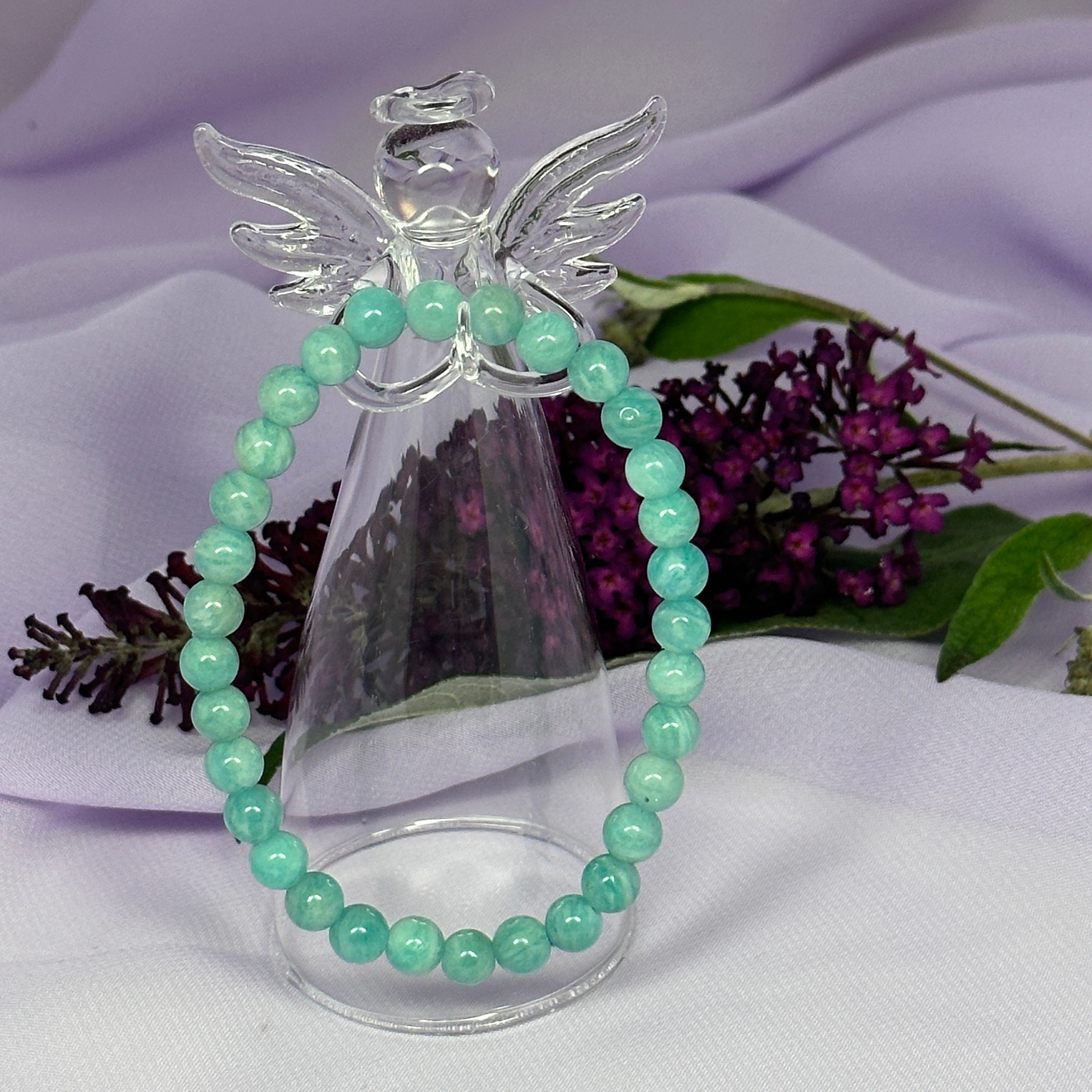 Beautiful Amazonite crystal bead bracelet 10.3g SN54730