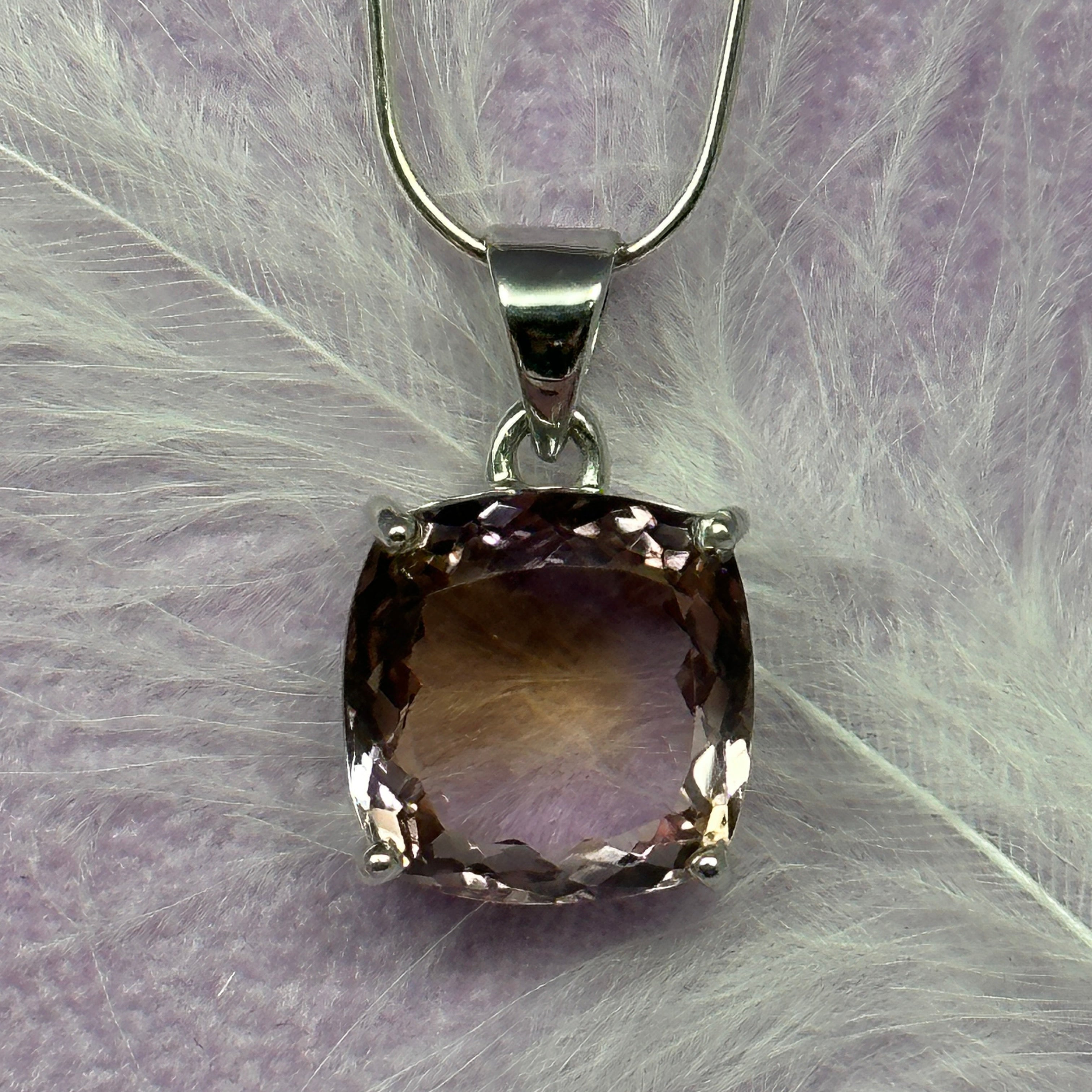 925 Silver Ametrine faceted crystal pendant 5.9g SN54894