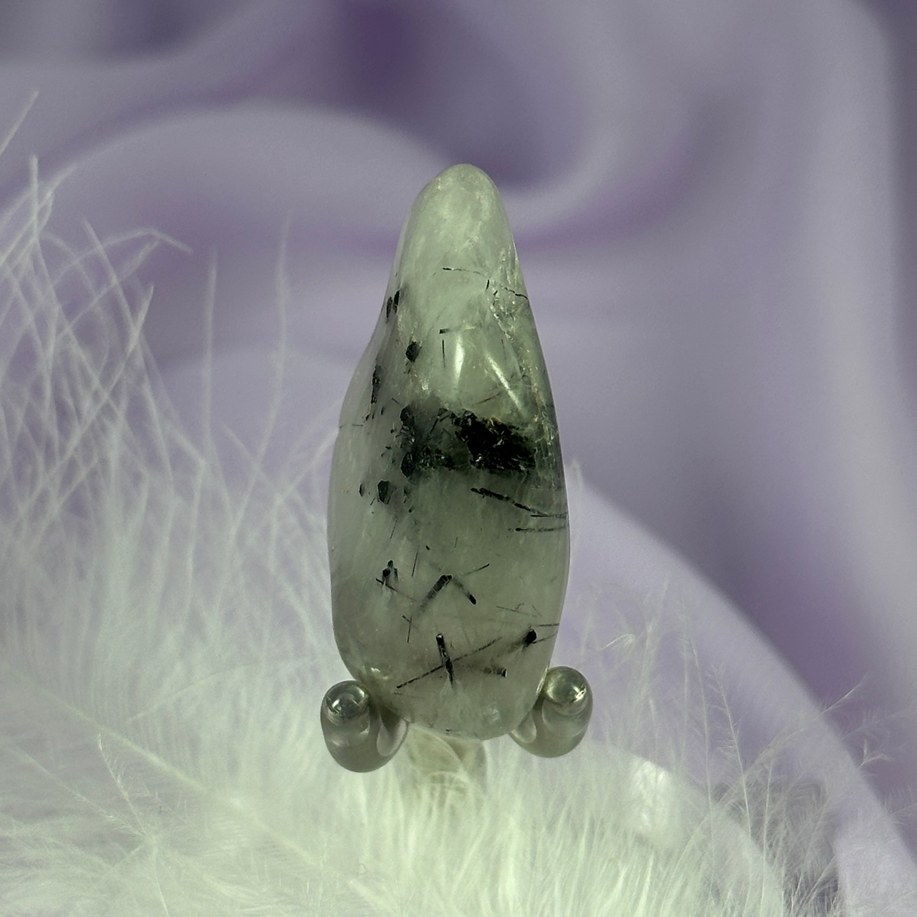 Black Tourmaline in Quartz, Tourmalinated Quartz tumble stone 19.2g SN50696