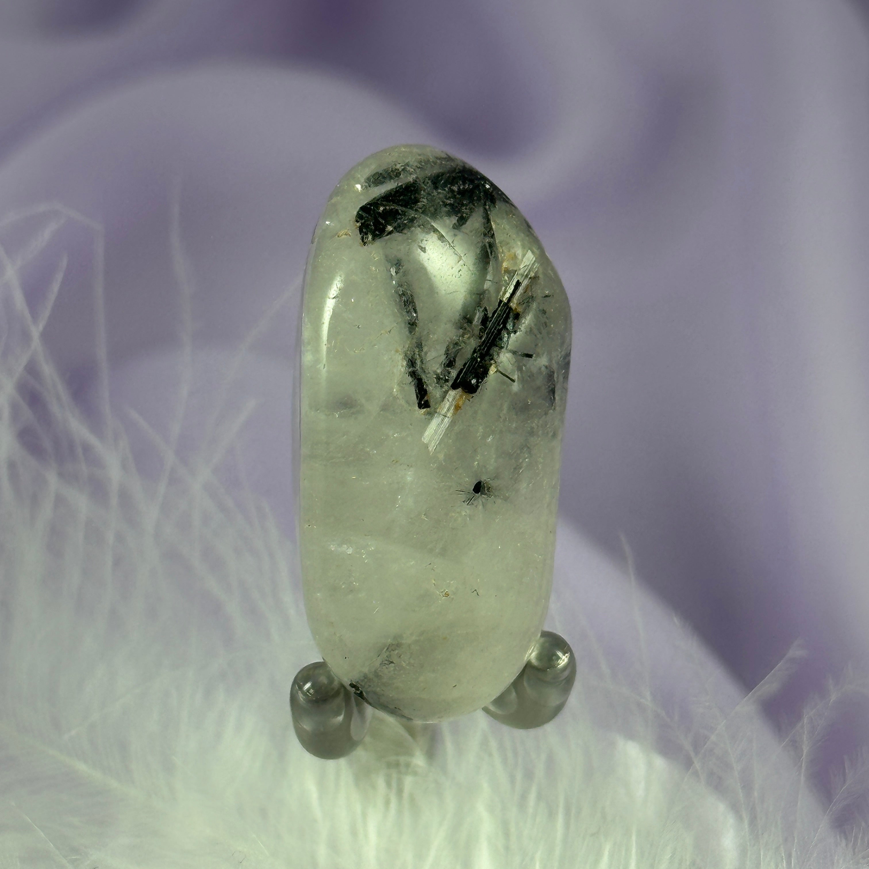 Black Tourmaline in Quartz, Tourmalinated Quartz tumble stone 21g SN50697