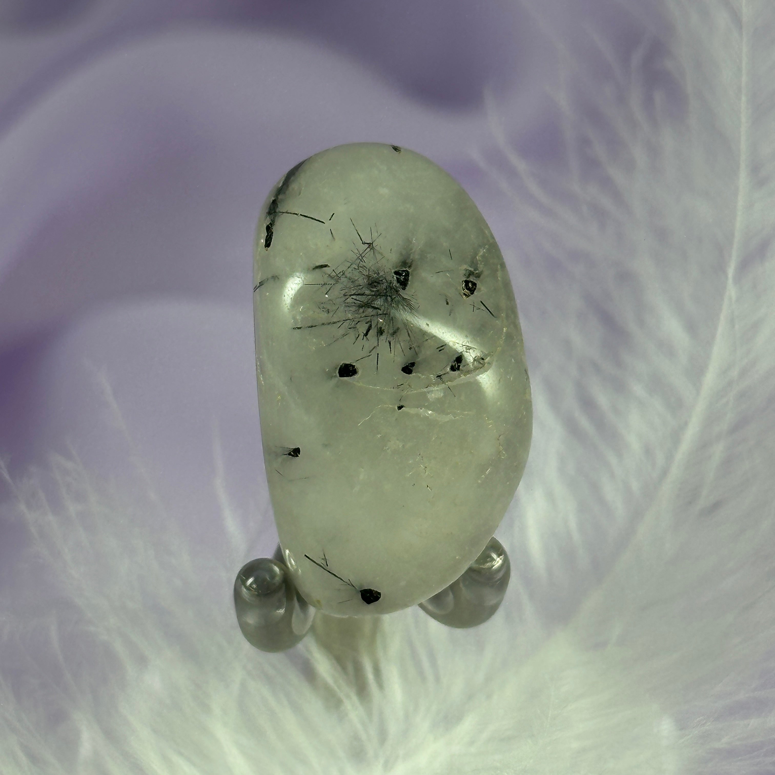 Black Tourmaline in Quartz, Tourmalinated Quartz tumble stone 17.8g SN50698