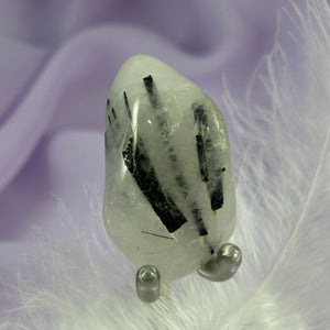 Black Tourmaline in Quartz, Tourmalinated Quartz tumble stone 20g SN50700