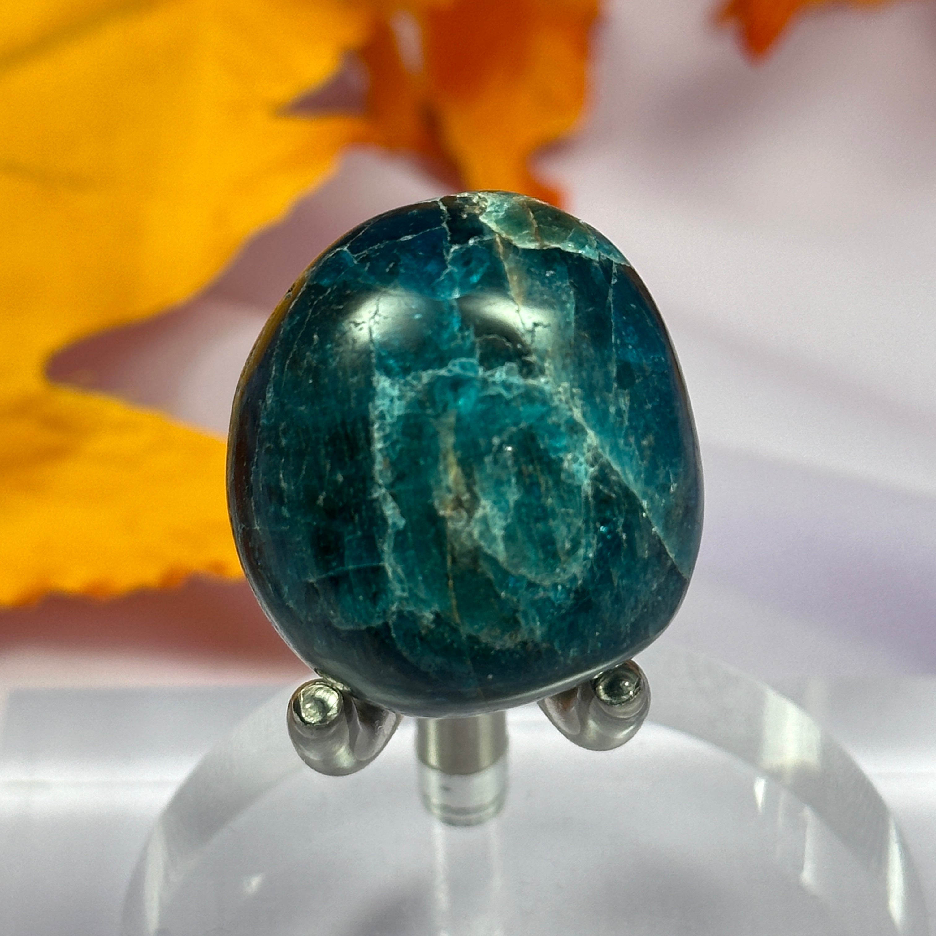 Large Blue and Green Apatite crystal tumble stone 27g SN51774