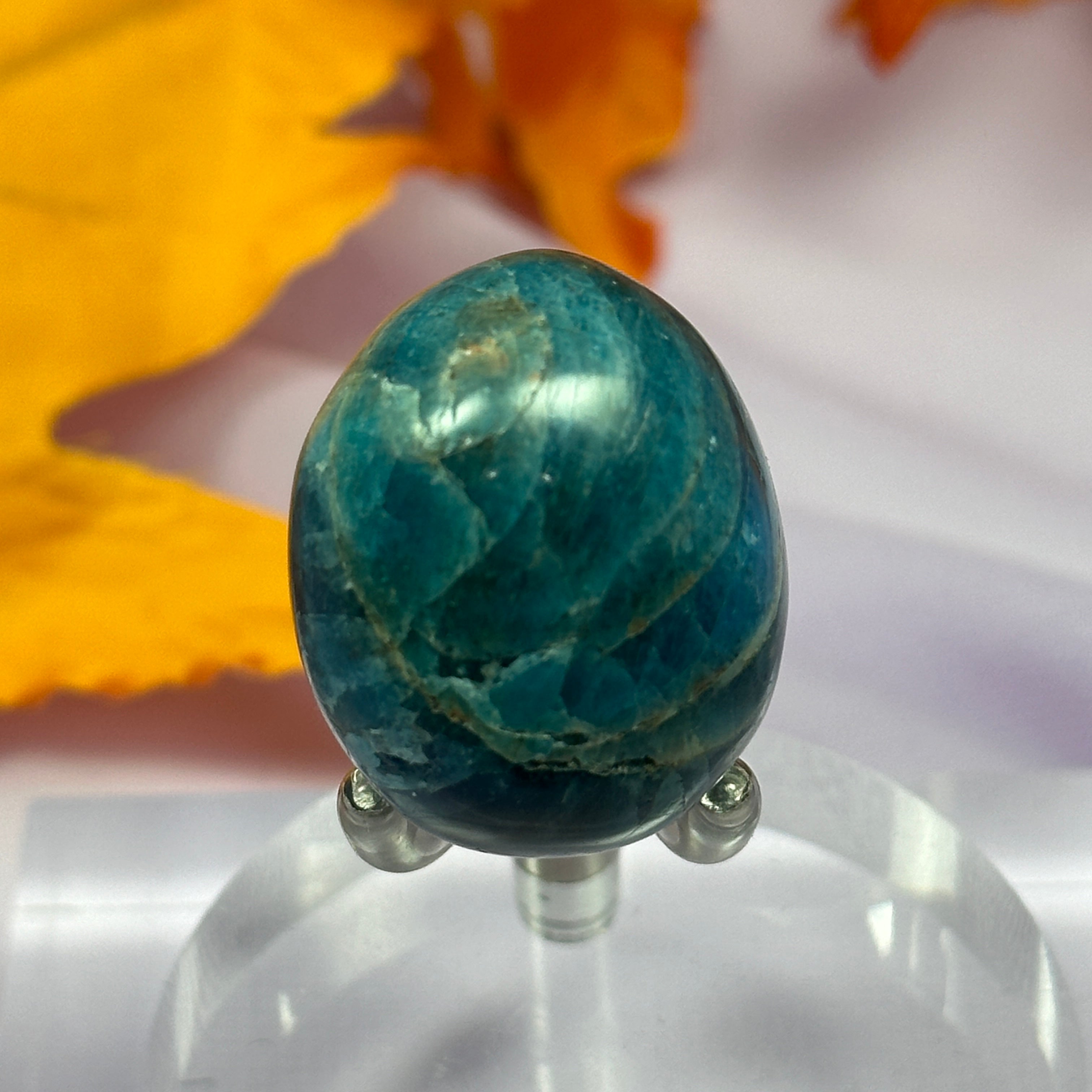 Large Blue and Green Apatite crystal tumble stone 27g SN51775