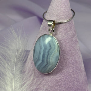 925 Silver Blue Lace Agate crystal pendant 11.0g SN52986