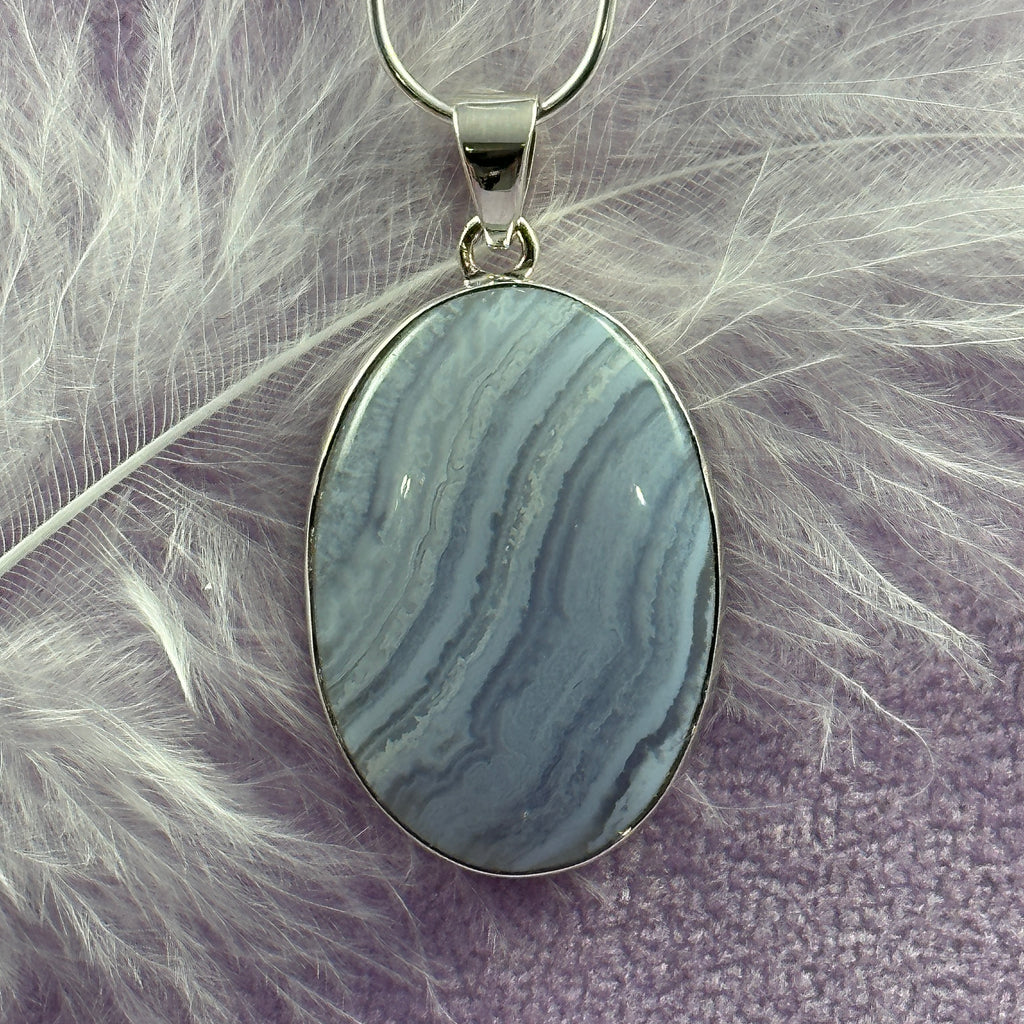 925 Silver Blue Lace Agate crystal pendant 6.4g SN52987