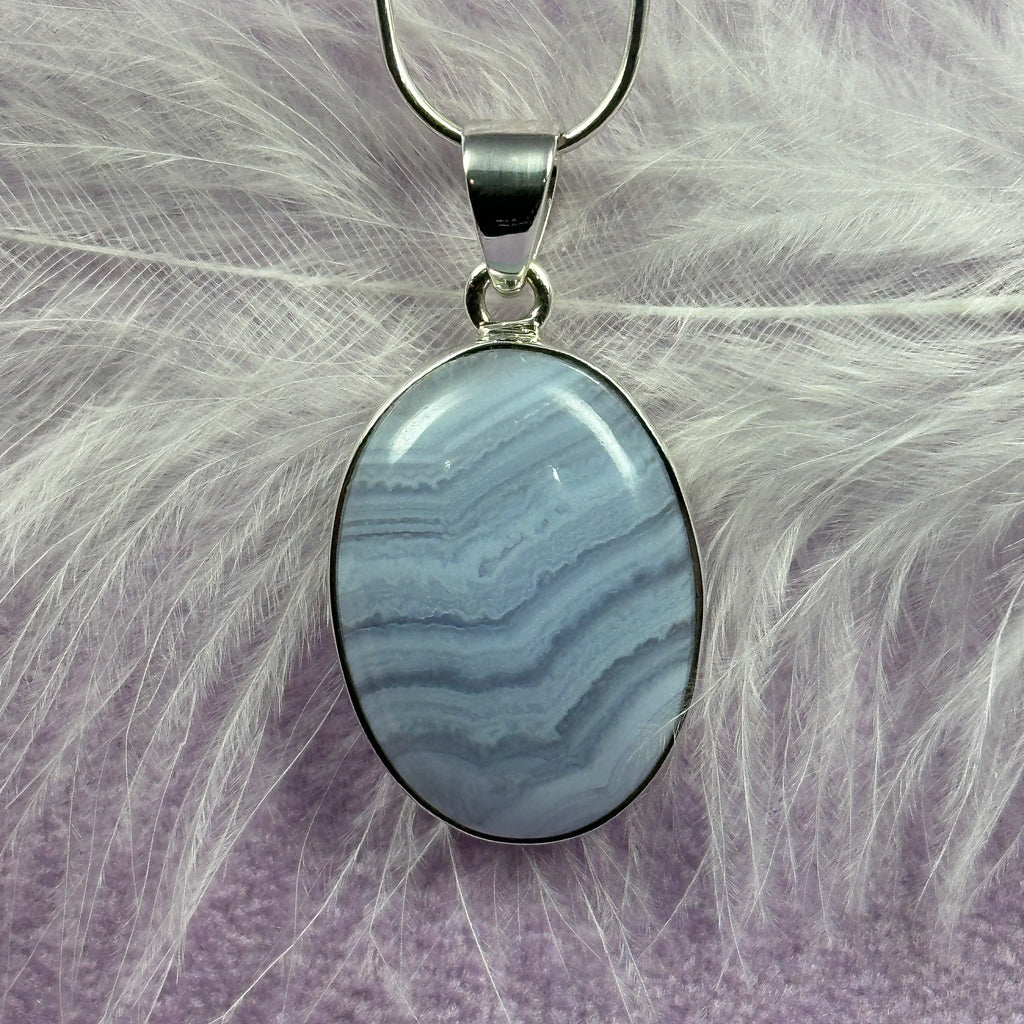 925 Silver Blue Lace Agate crystal pendant 5.6g SN55124