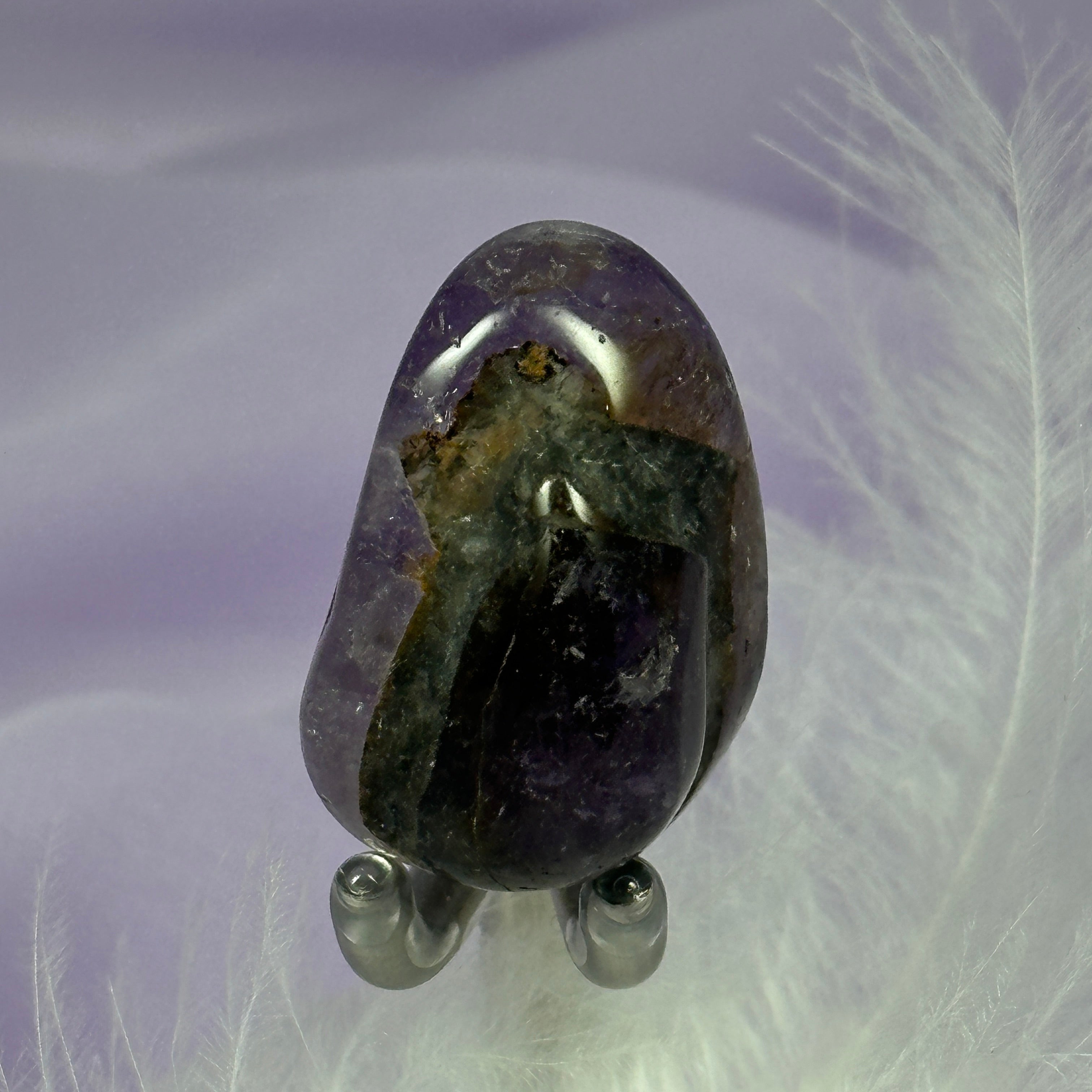 Rare Brandberg Amethyst crystal tumble stone 19.8g SN44577