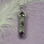 925 Silver Chevron Amethyst crystal double terminated point pendant 4.2g SN52992