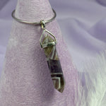 925 Silver Chevron Amethyst crystal double terminated point pendant 4.2g SN52995
