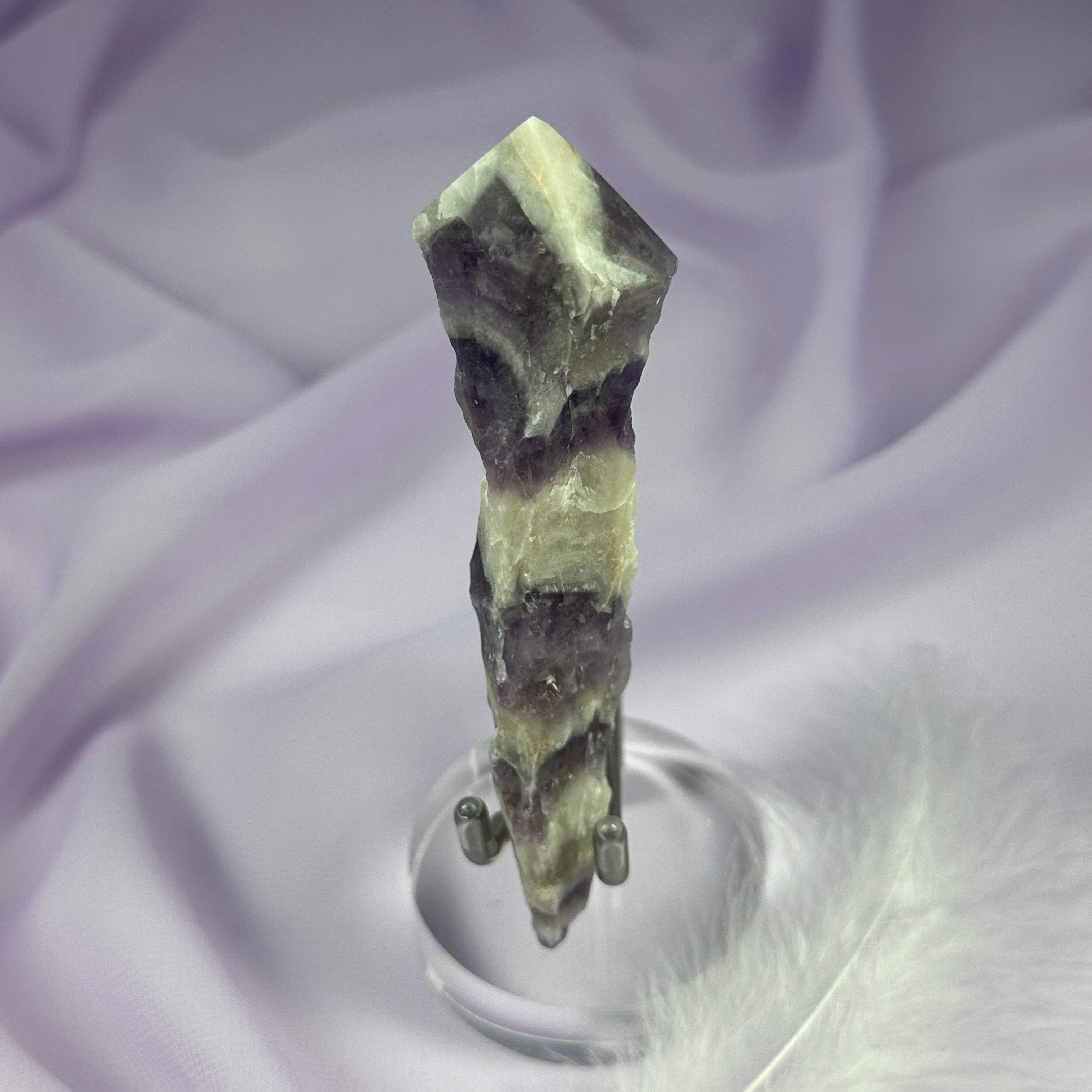 Large natural Chevron Amethyst crystal point with polished tip 63g SN54316
