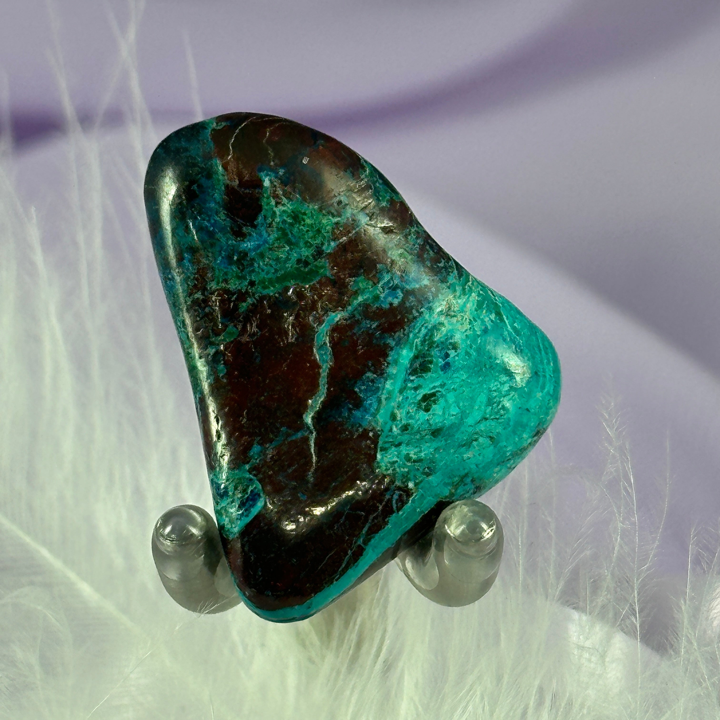 Chrysocolla, Shattuckite, Cuprite tumble stone 10.6g SN38226