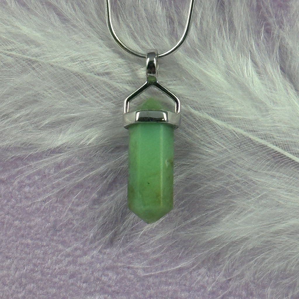 Small 925 Silver Chrysoprase crystal double terminated point pendant 1.8g SN52361