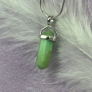 Small 925 Silver Chrysoprase crystal double terminated point pendant 1.8g SN52361