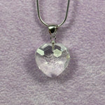 925 Silver Clear Quartz crystal faceted heart pendant 2.4g SN21855