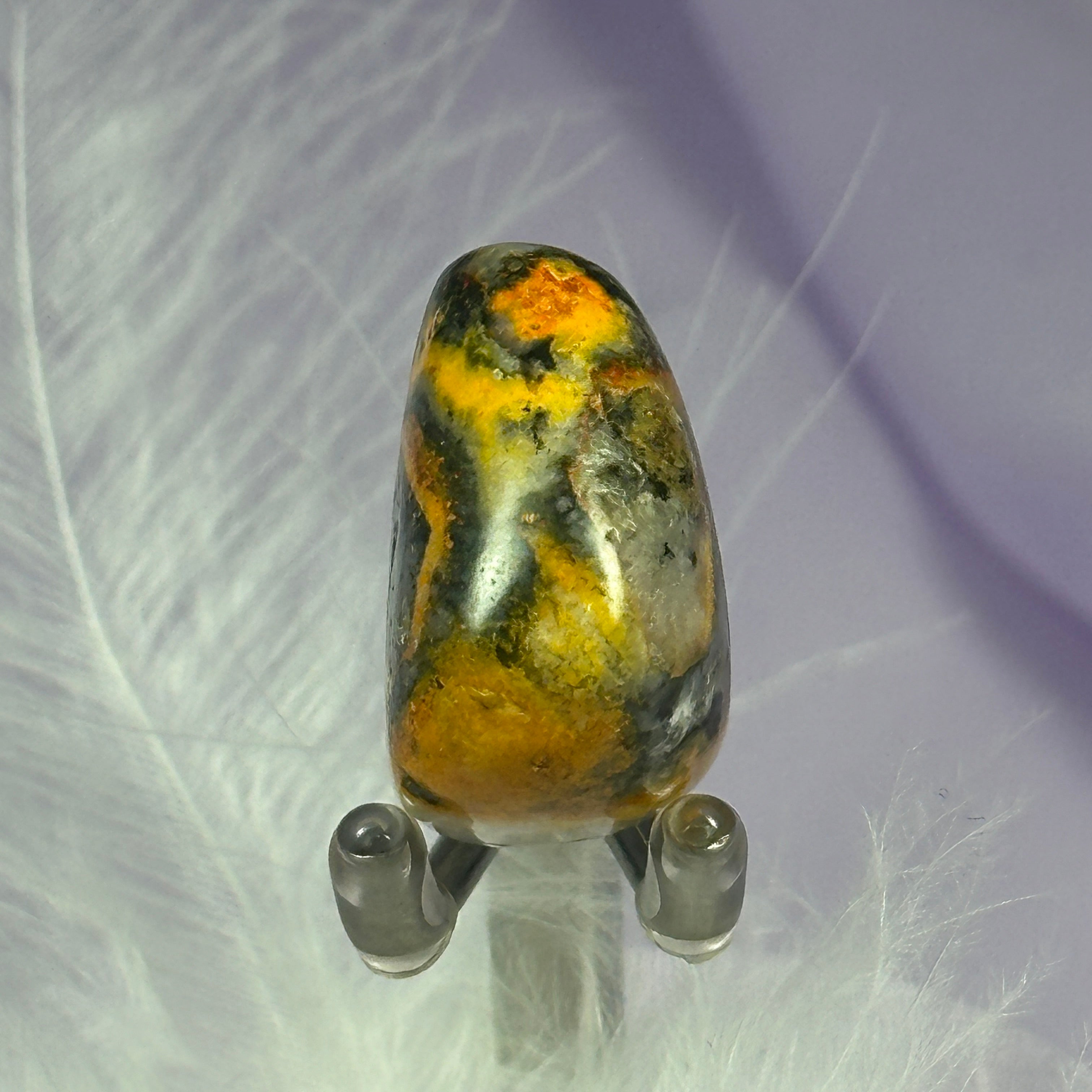 Rare Eclipse Stone tumble stone, Bumblebee Jasper 11.3g SN47857
