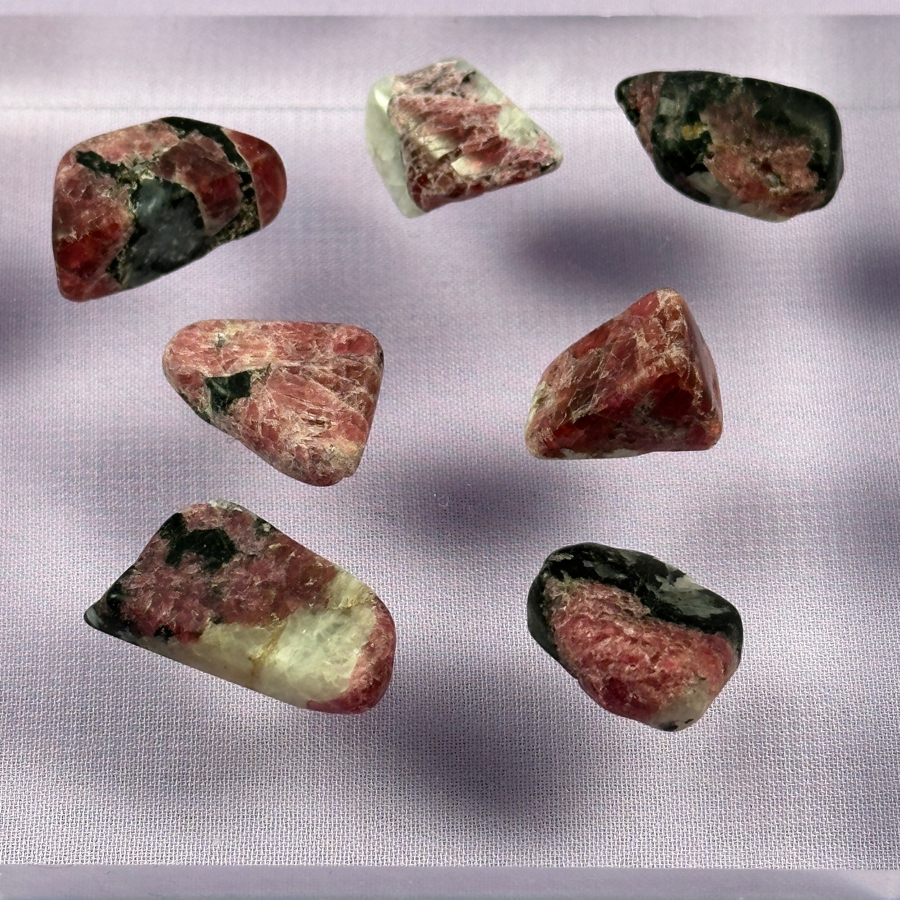 Rare 7 x small Eudialyte tumble stones 14.9g SN41183