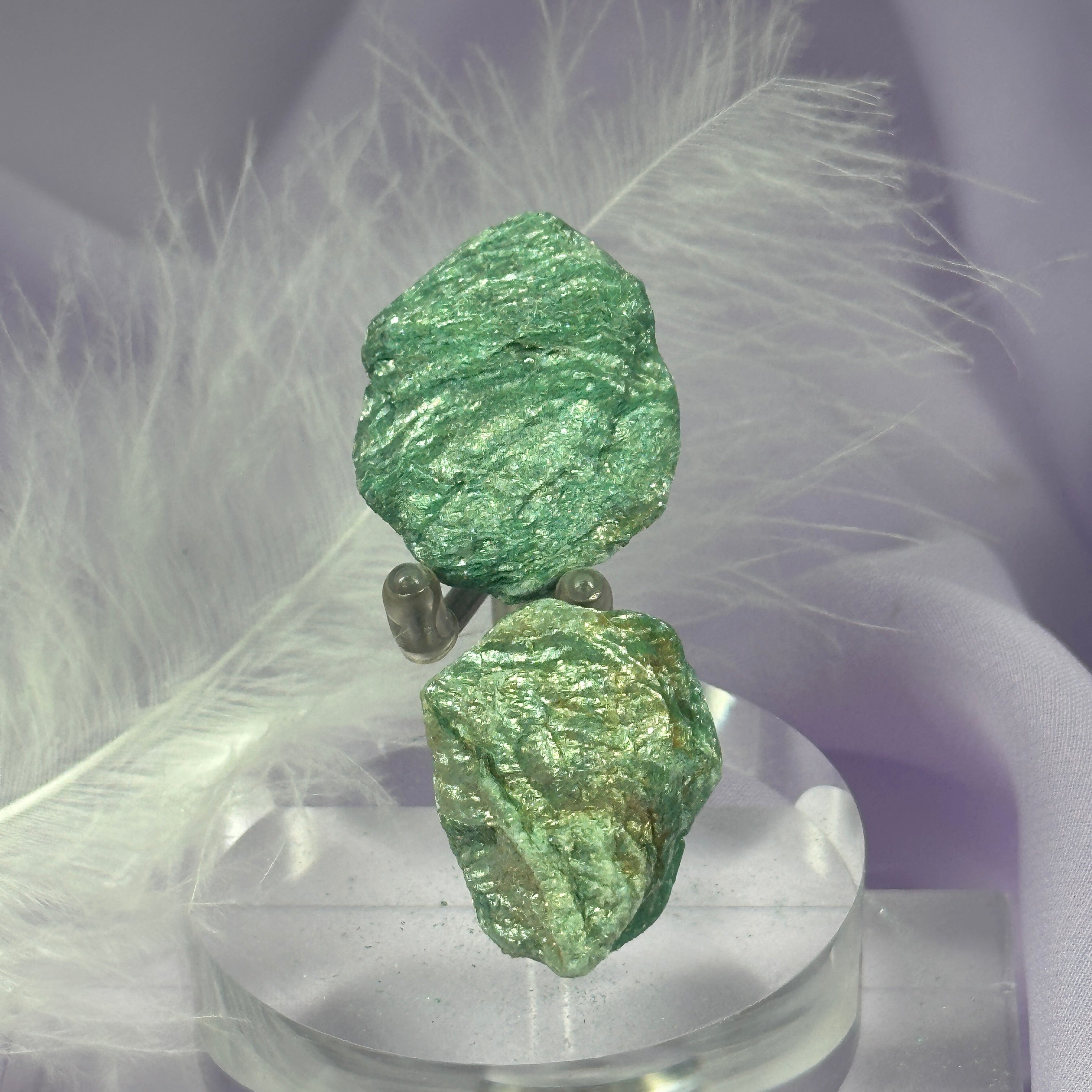 Two small sparkly natural pieces Fuchsite 'The Healers Stone' 15.4g SN49563