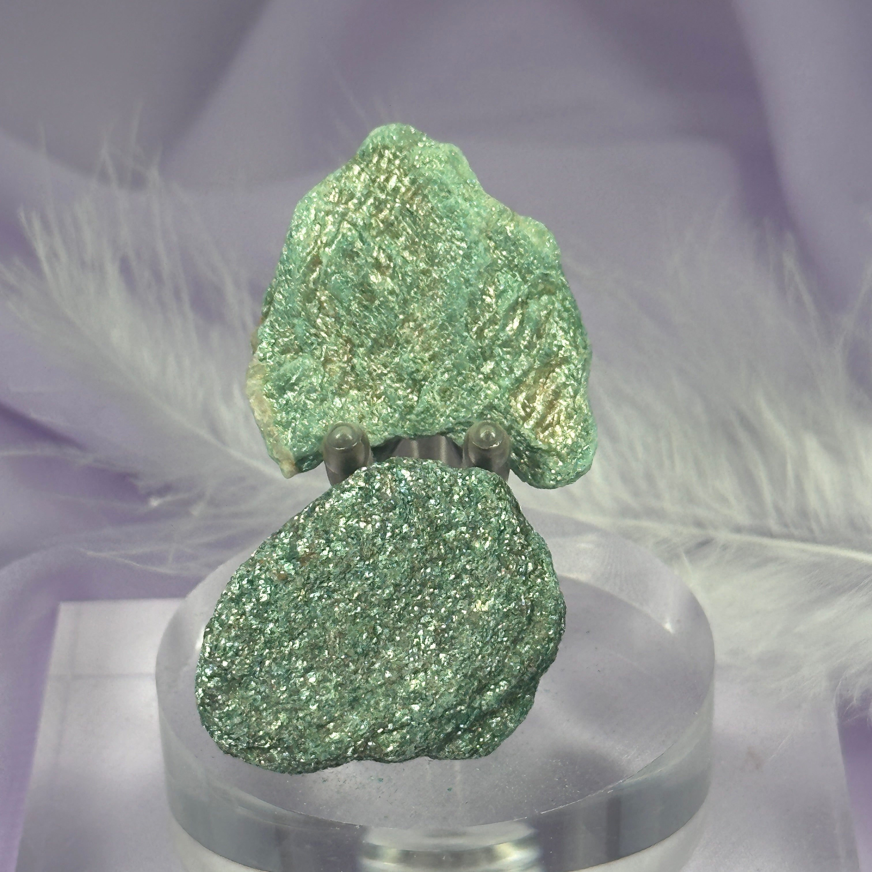 Two small sparkly natural pieces Fuchsite 'The Healers Stone' 16.8g SN49564