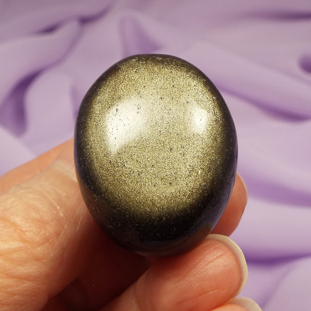 Rare large A Grade Gold Sheen Obsidian tumble stone 25g SN55539