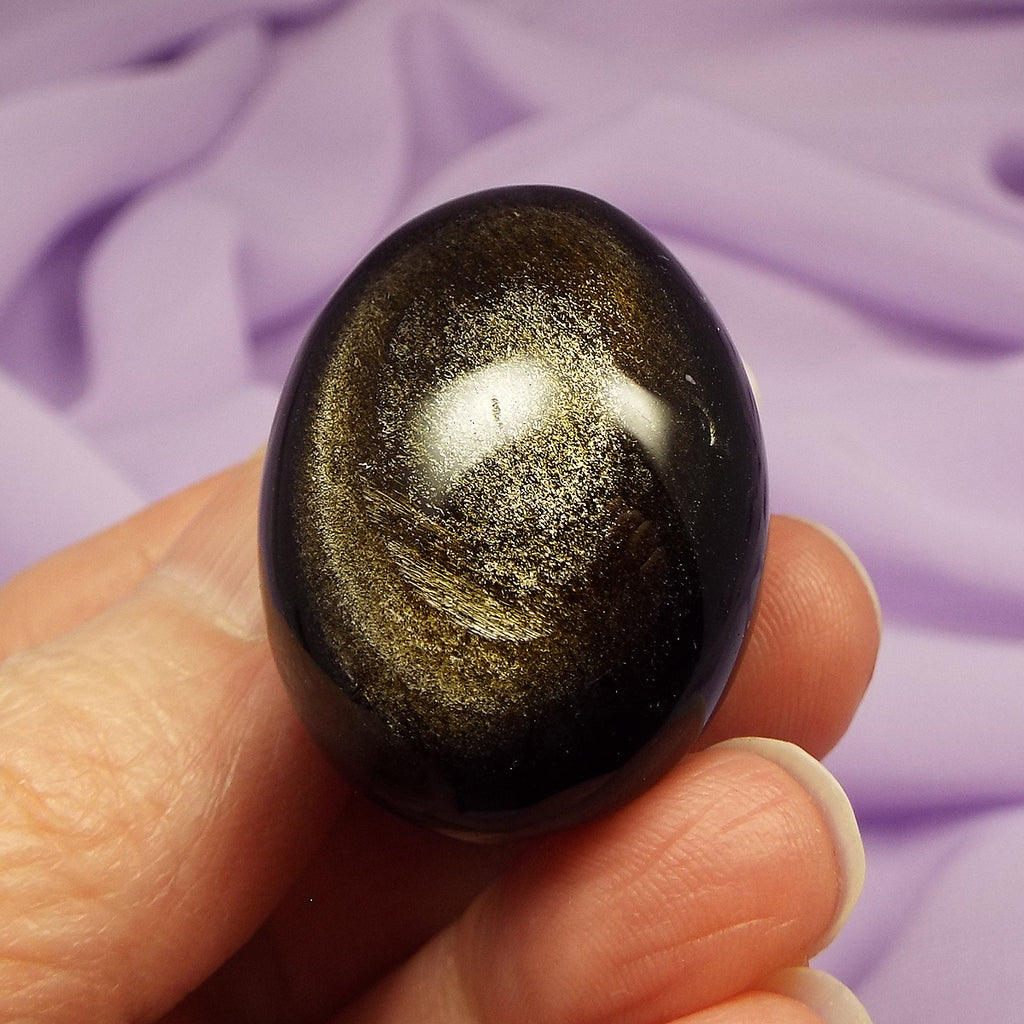 Rare large A Grade Gold Sheen Obsidian tumble stone 24g SN55541