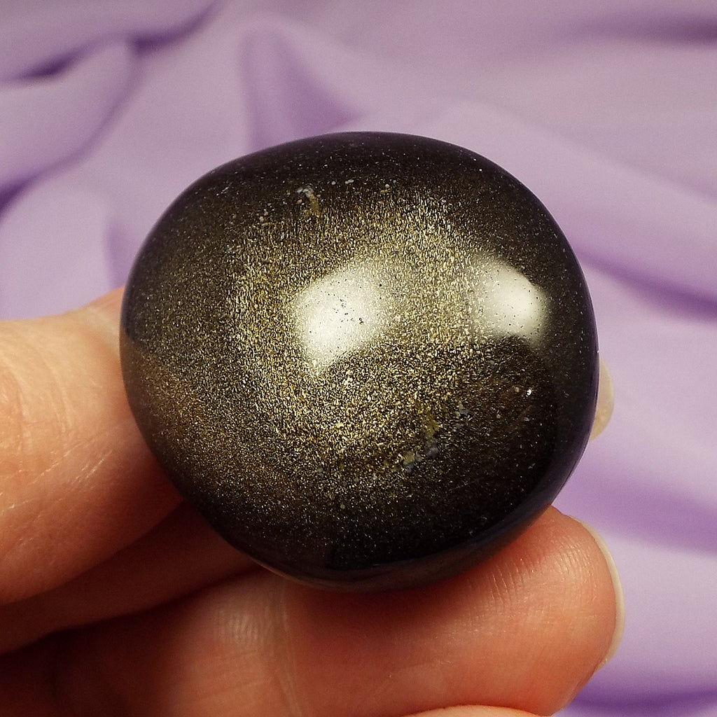 Rare large A Grade Gold Sheen Obsidian tumble stone 21g SN55543