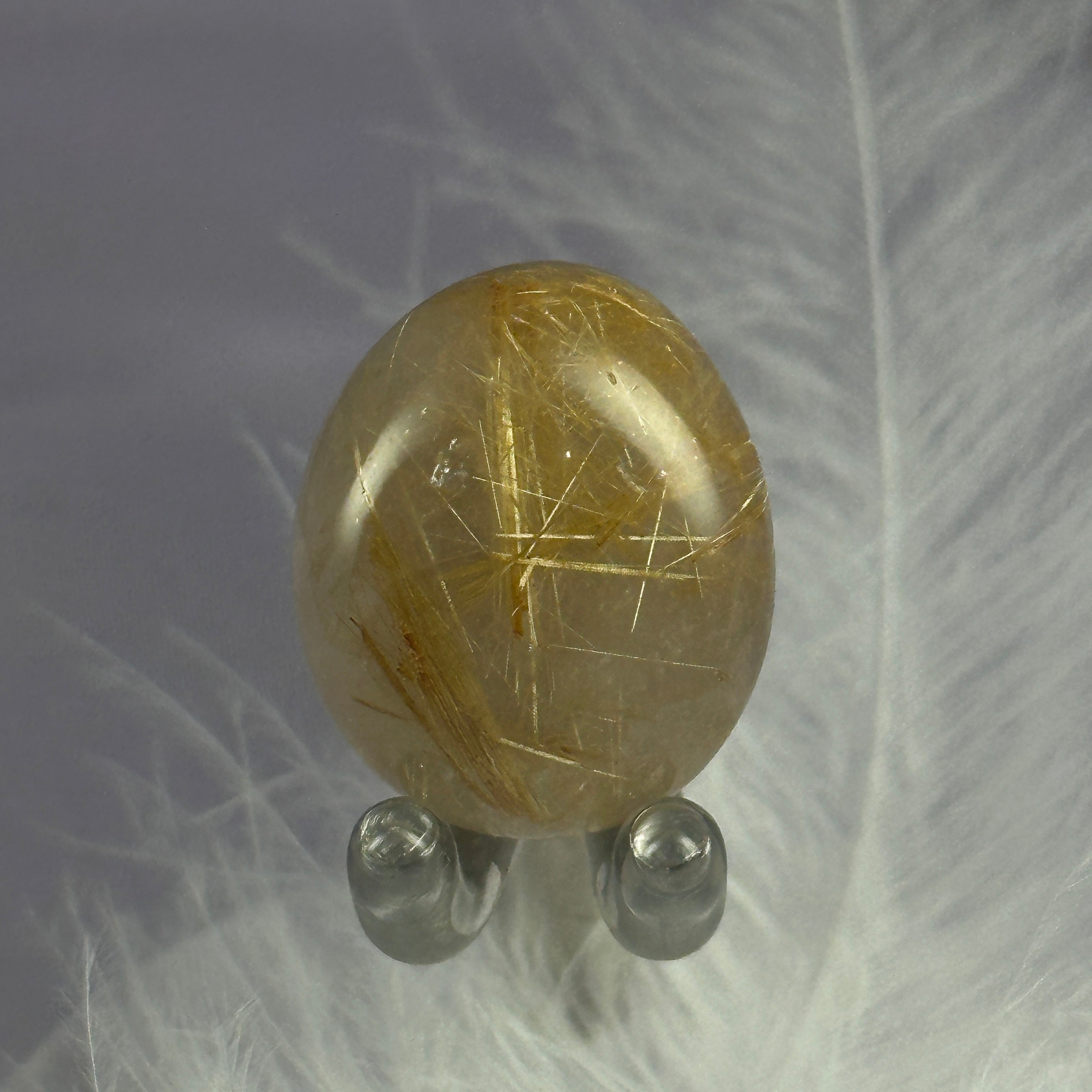 Small Rutilated Quartz crystal tumble stone, Angel hair 7.1g SN55005