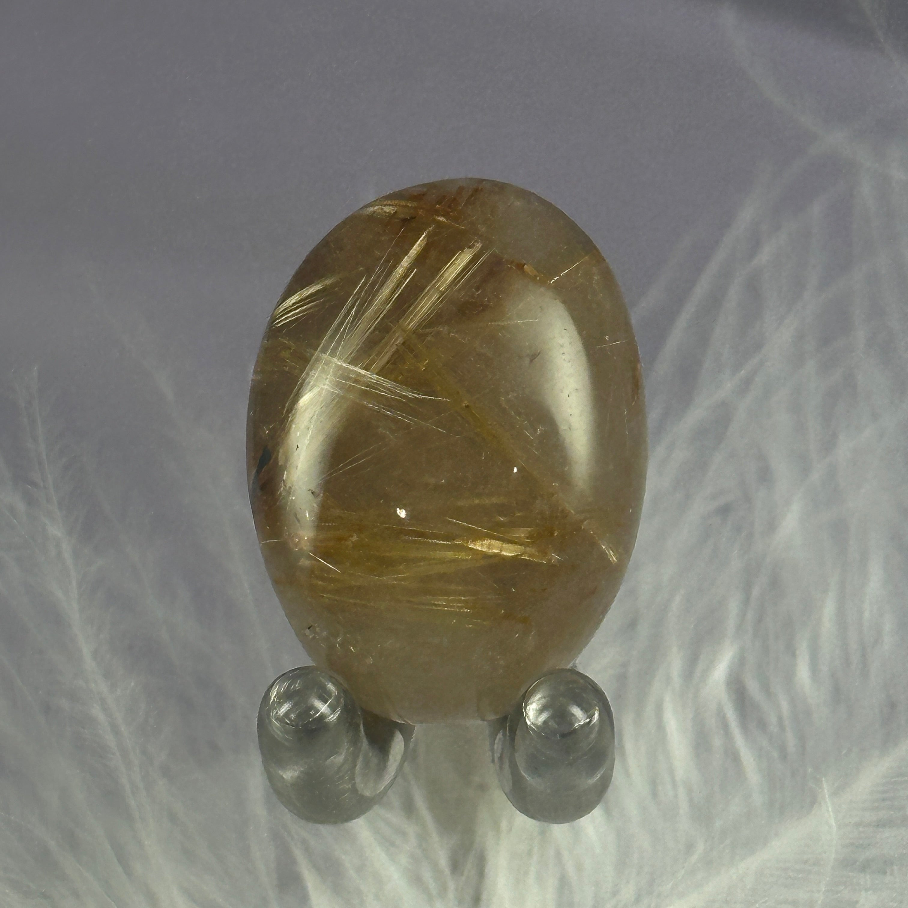 Rare small Golden Rutile and Hematite in Quartz tumble stone 6.4g SN55009