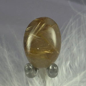 Rare small Golden Rutile and Hematite in Quartz tumble stone 6.4g SN55009