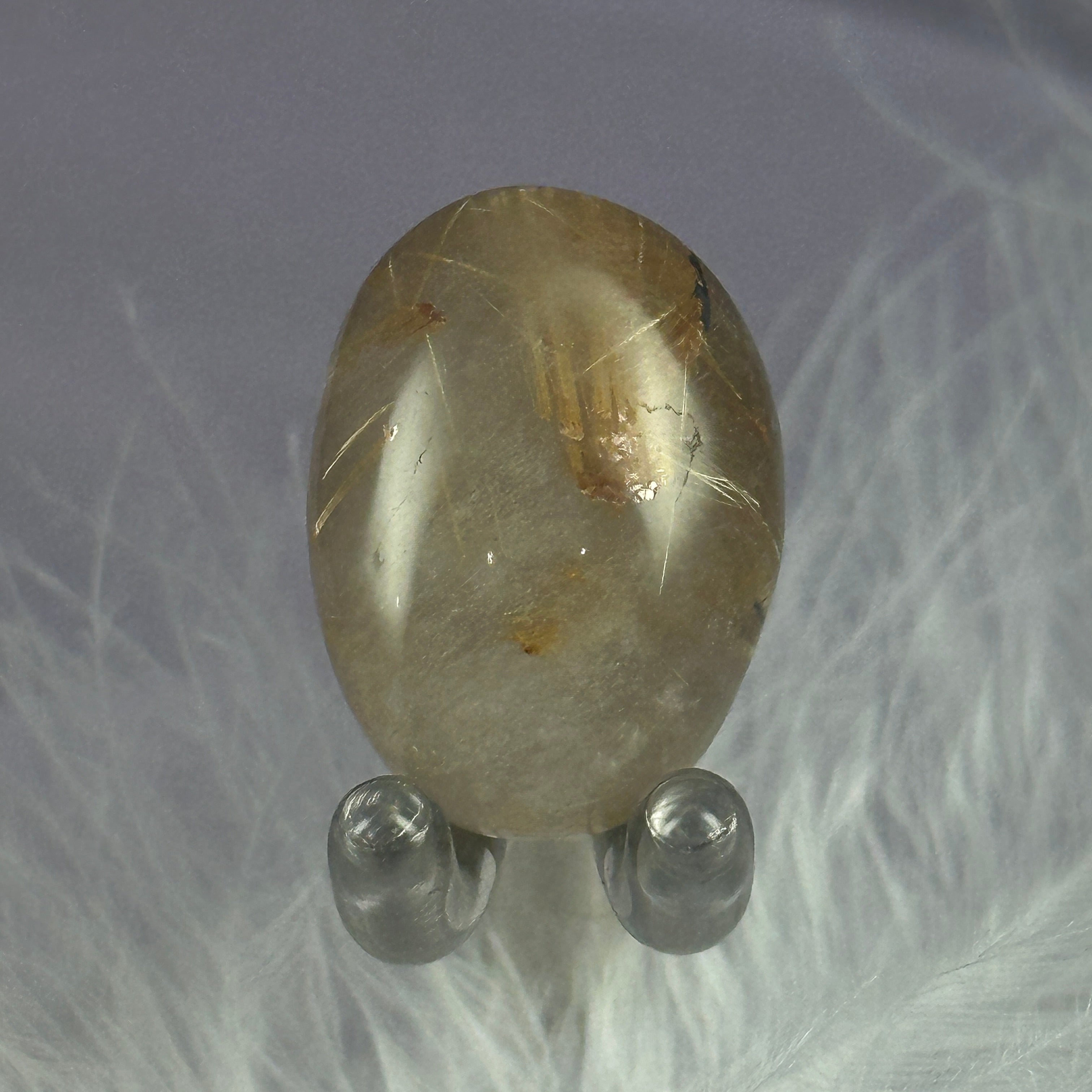 Rare small Golden Rutile and Hematite in Quartz tumble stone 6.4g SN55009