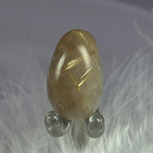 Rare small Golden Rutile and Hematite in Quartz tumble stone 6.4g SN55009