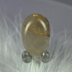 Rare small Golden Rutile and Hematite in Quartz tumble stone 6.2g SN55010