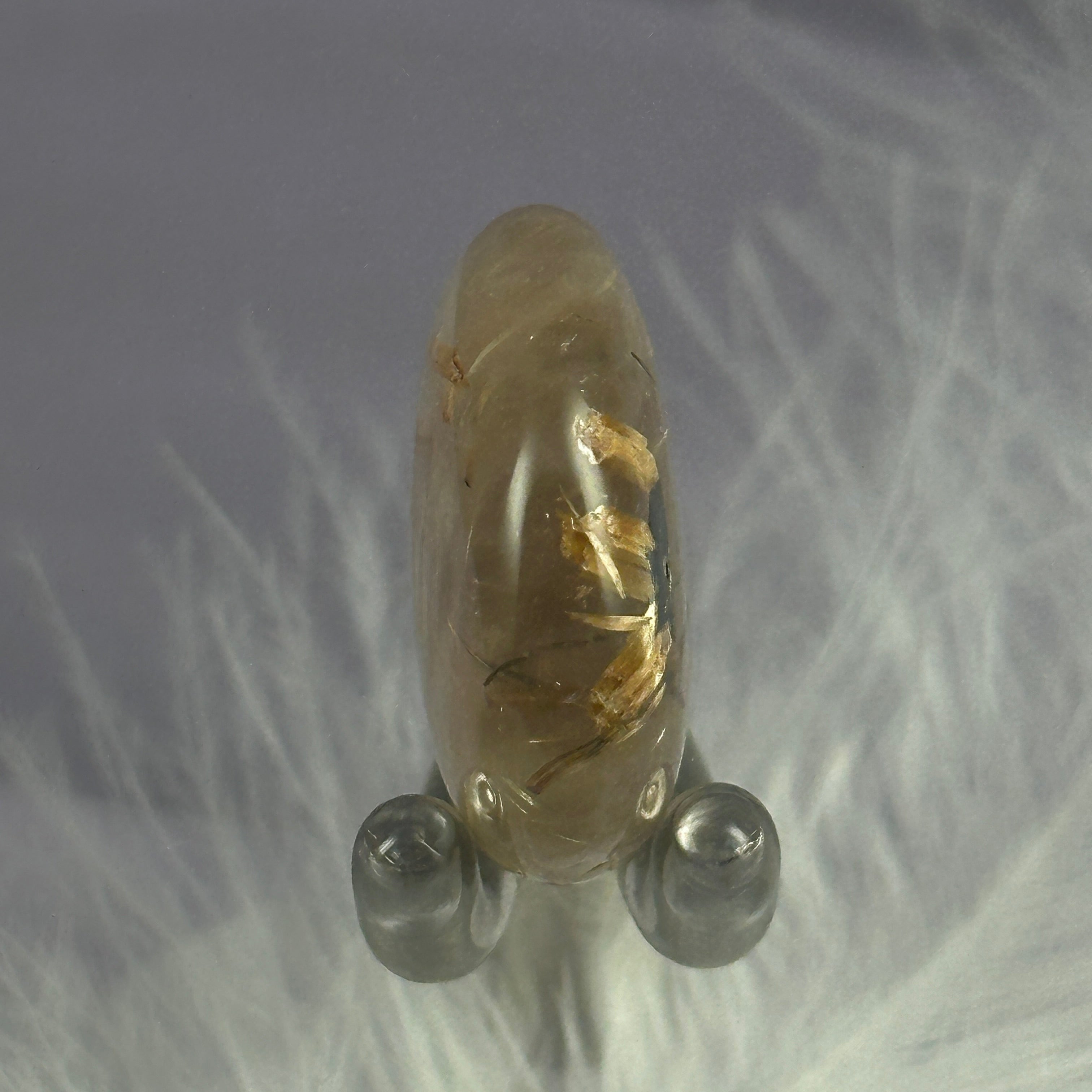 Rare small Golden Rutile and Hematite in Quartz tumble stone 5.9g SN55011