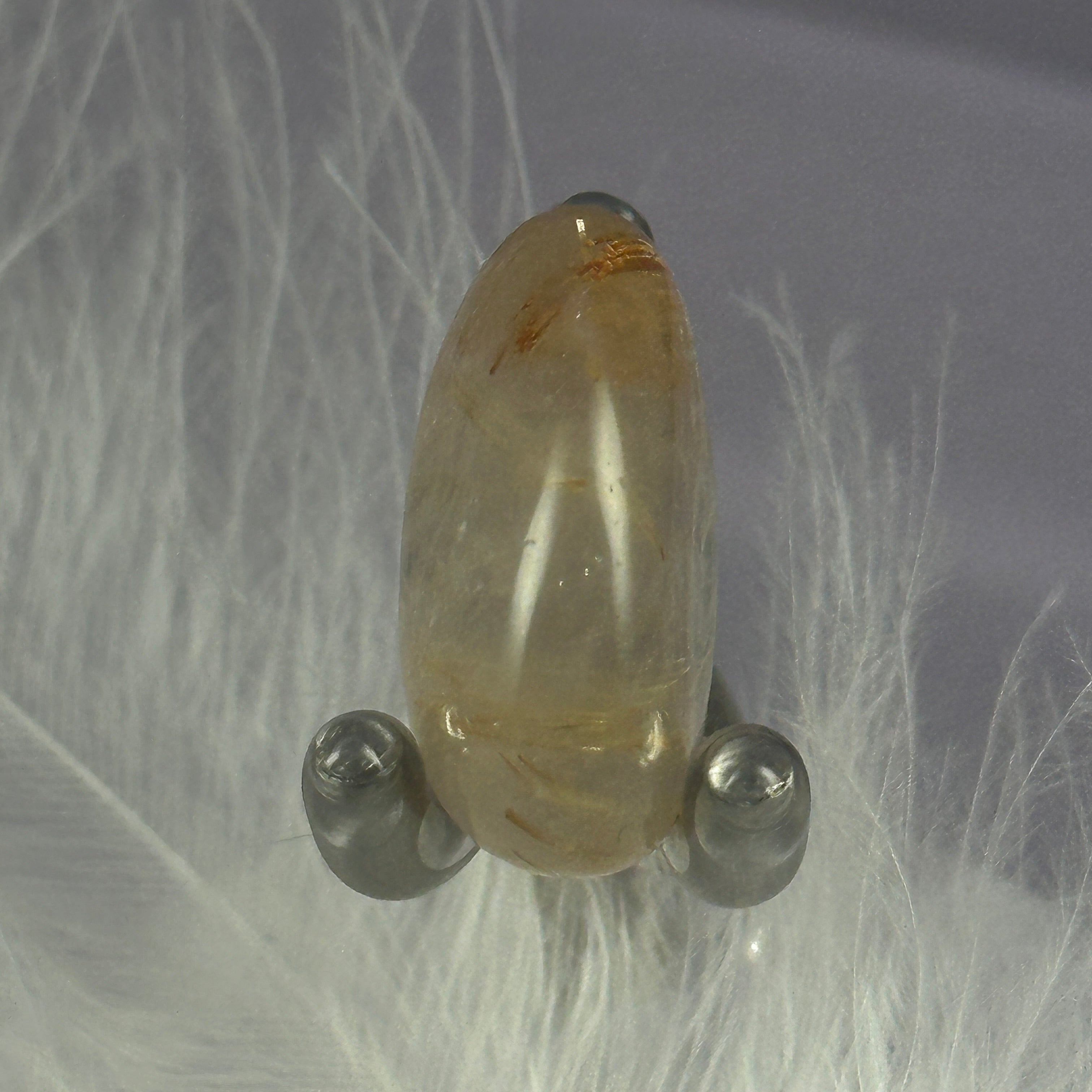 Rare small Golden Rutile and Hematite in Quartz tumble stone 5.3g SN55012