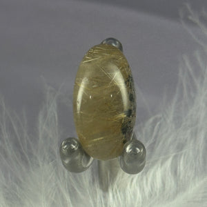 Rare small Golden Rutile and Hematite in Quartz tumble stone 4.2g SN55013