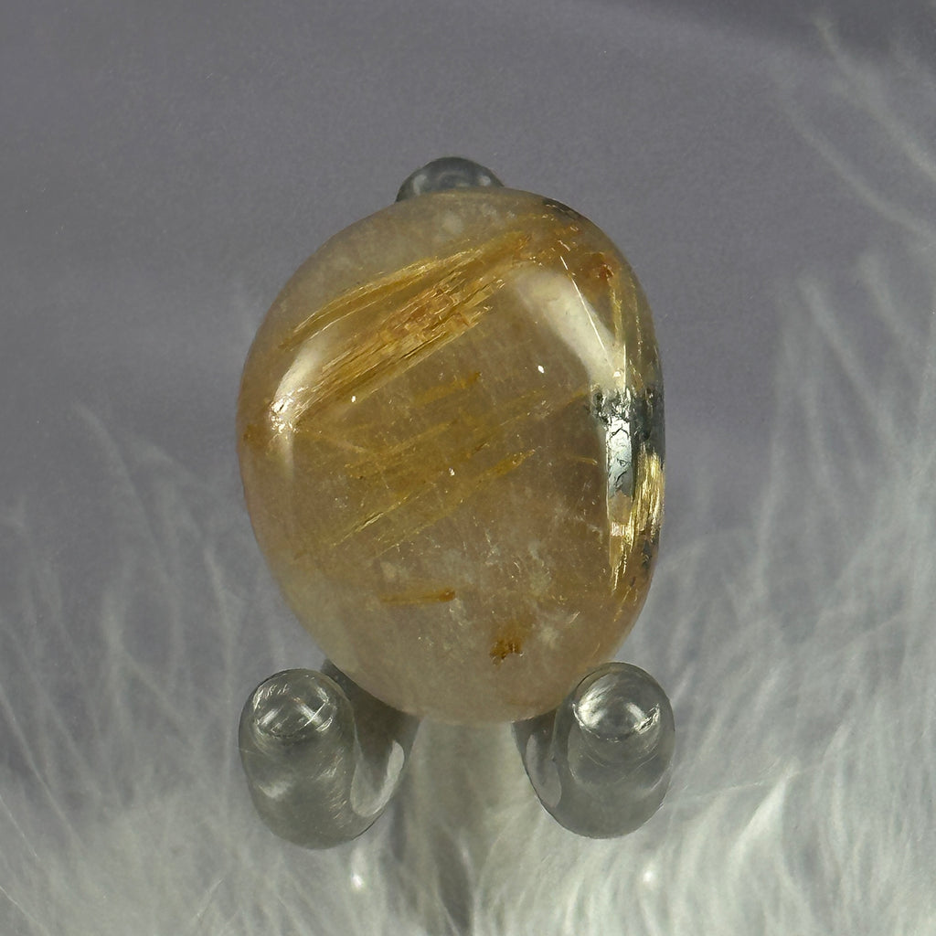 Rare small Golden Rutile and Hematite in Quartz tumble stone 4.4g SN55014