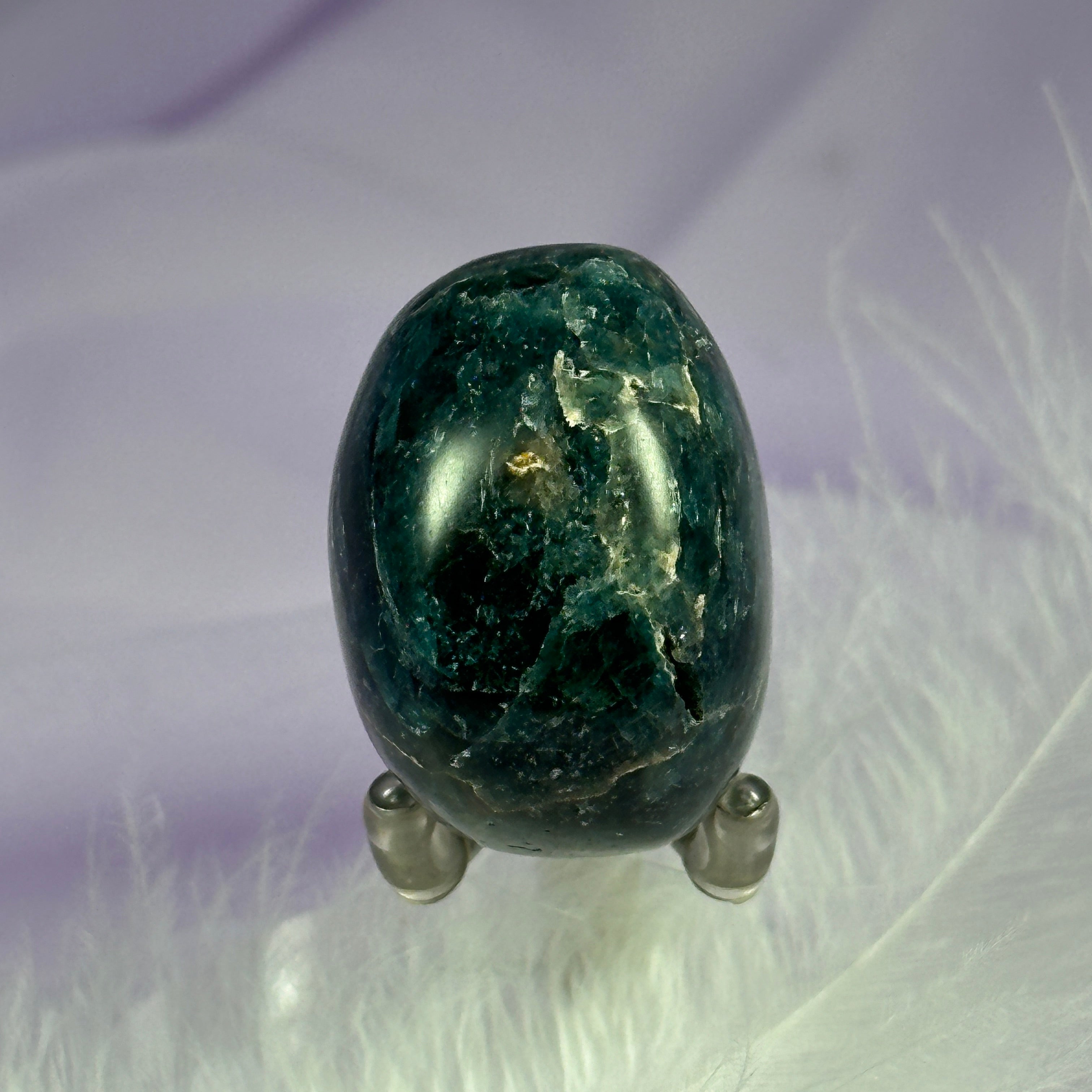 Rare large Green Apatite crystal tumble stone 36g SN48594