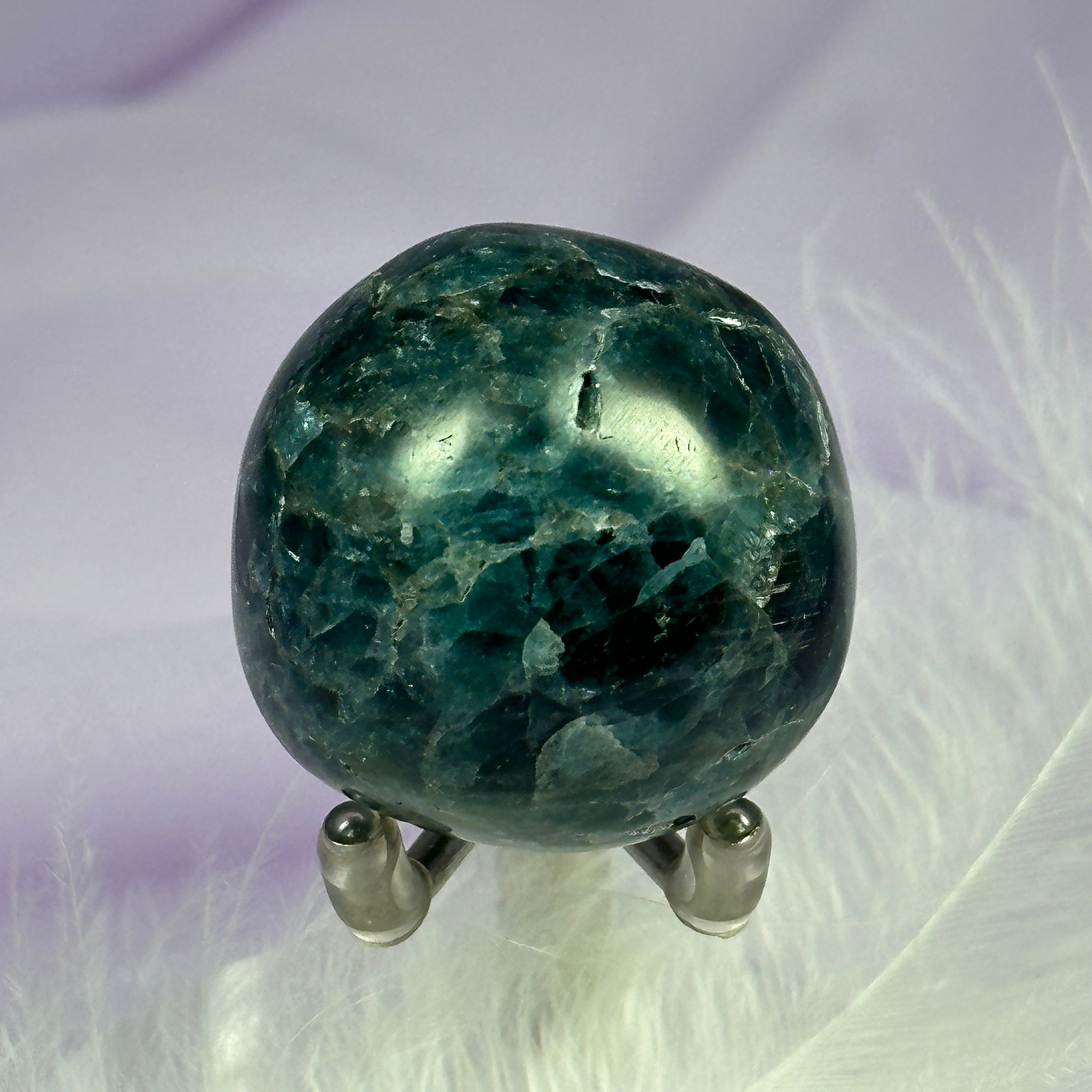 Rare large Green Apatite crystal tumble stone 38g SN48595