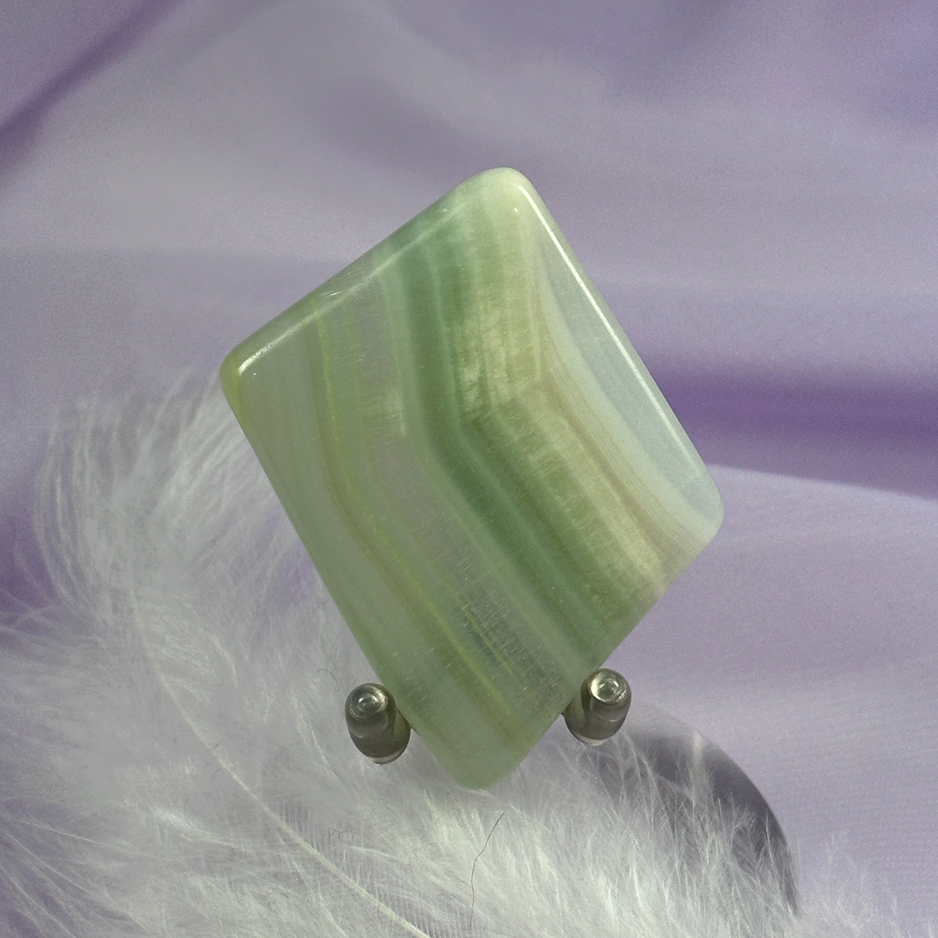 Banded Green Calcite crystal polished slice 21g SN55653