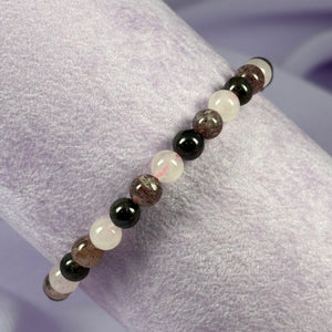 Heart chakra bead bracelet, Rose, Strawberry Quartz, Garnet 11.6g SN54724