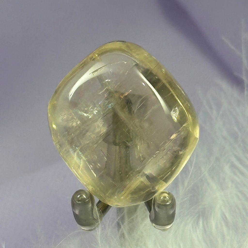 Honey Calcite crystal tumble stone, Rainbows 17.8g SN51645