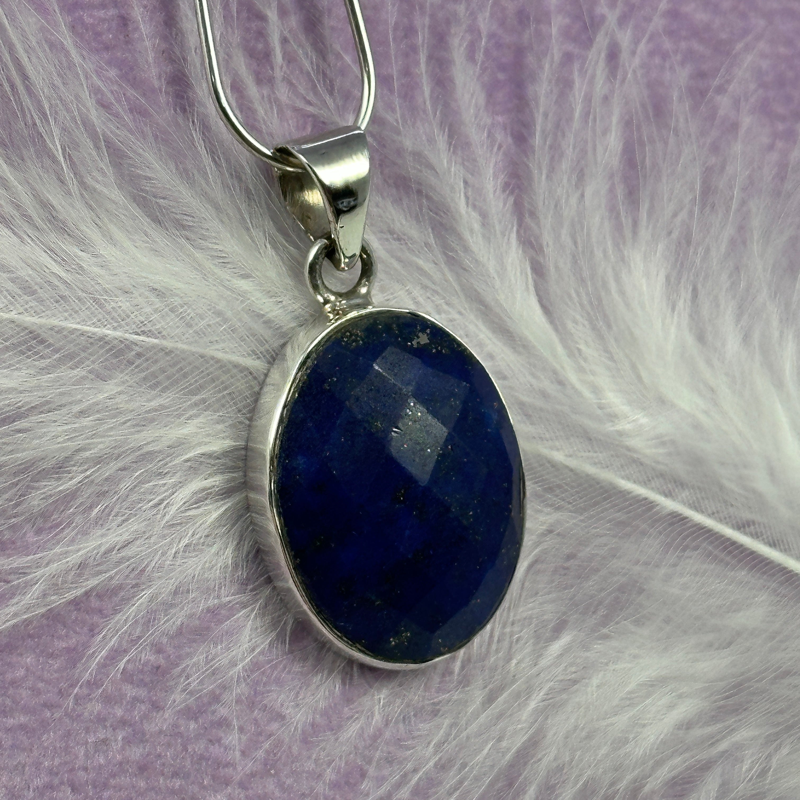 925 Silver faceted Lapis Lazuli crystal pendant 5.5g SN54331
