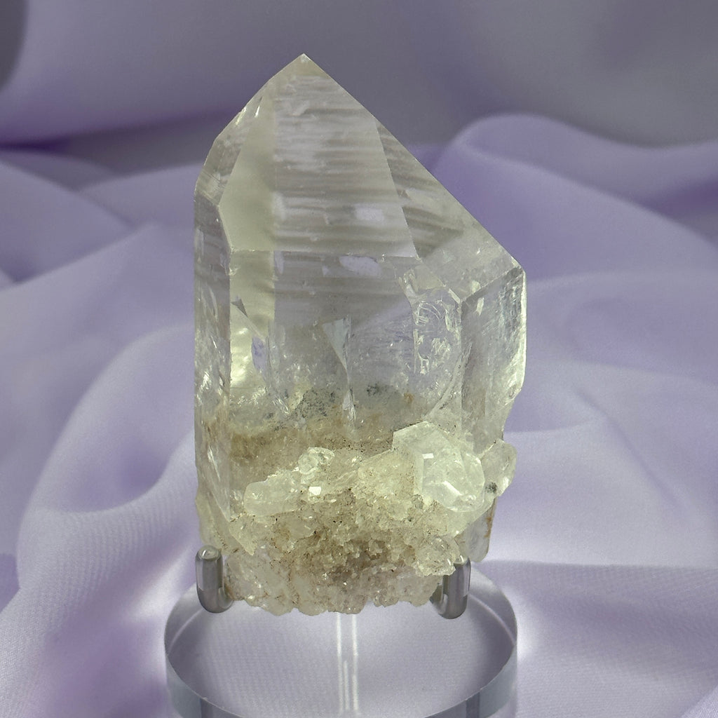 Rare large etched Lemurian Quartz point with Barnacle crystals 235g SN26270