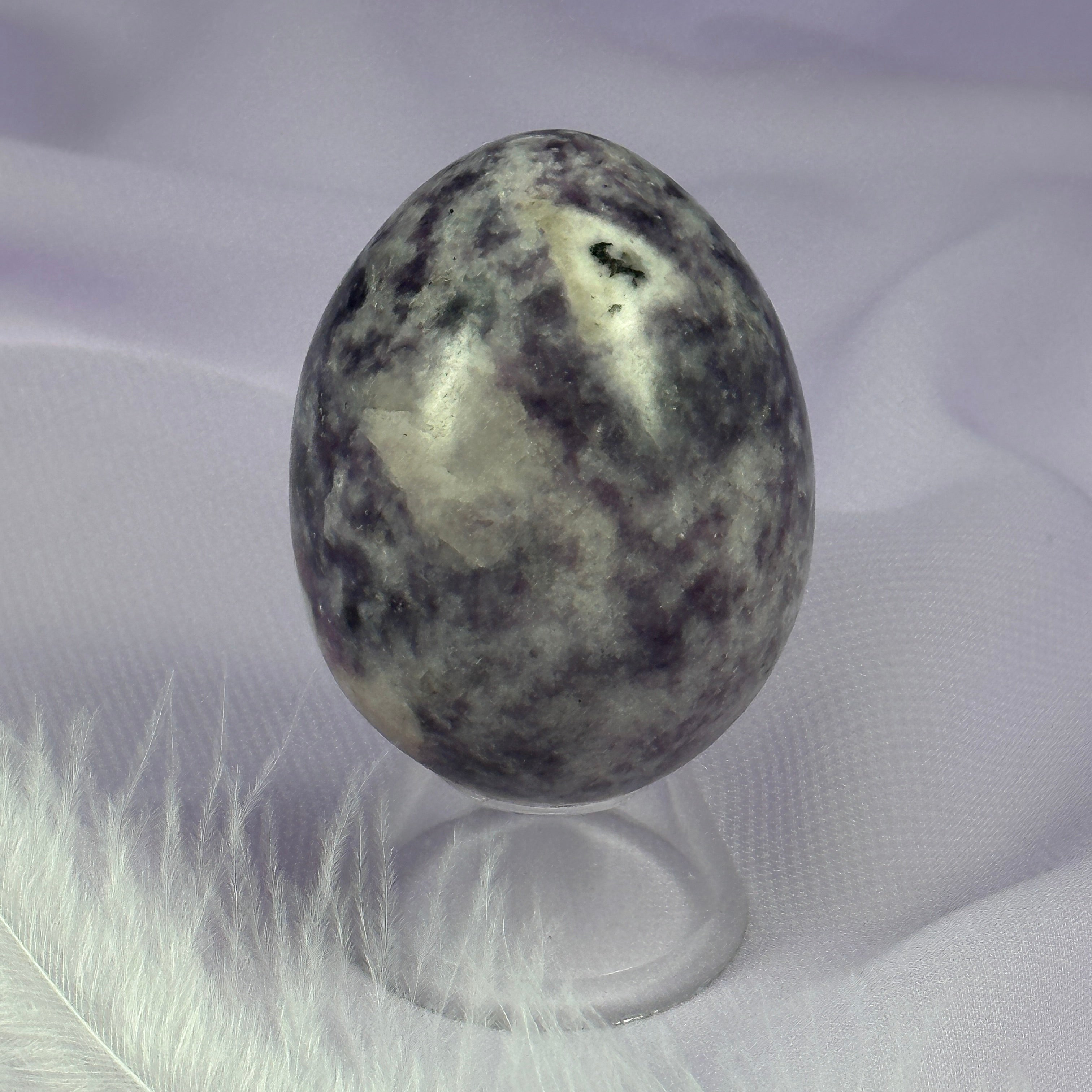 Dark purple Lepidolite in Quartz egg 112g SN23422