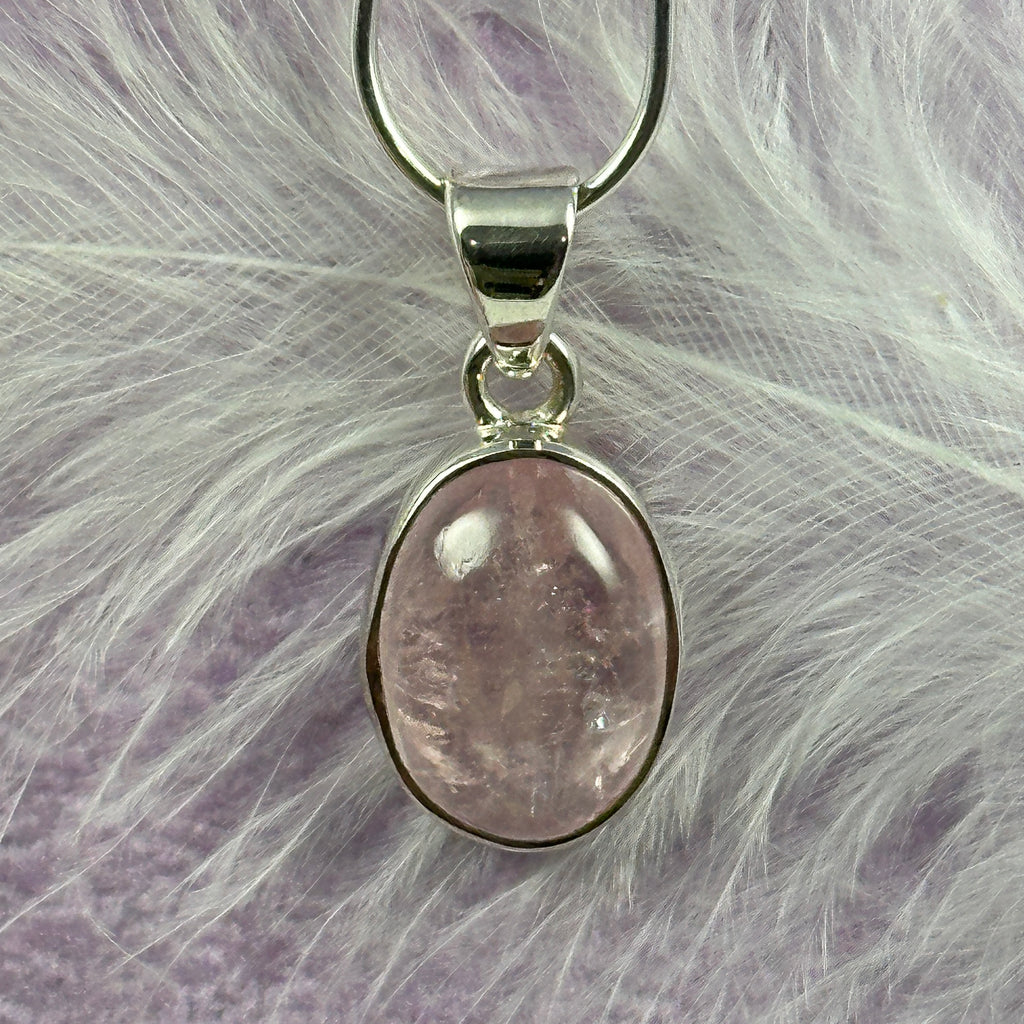 Small 925 Silver Morganite crystal pendant, Pink Beryl 2.4g SN55988