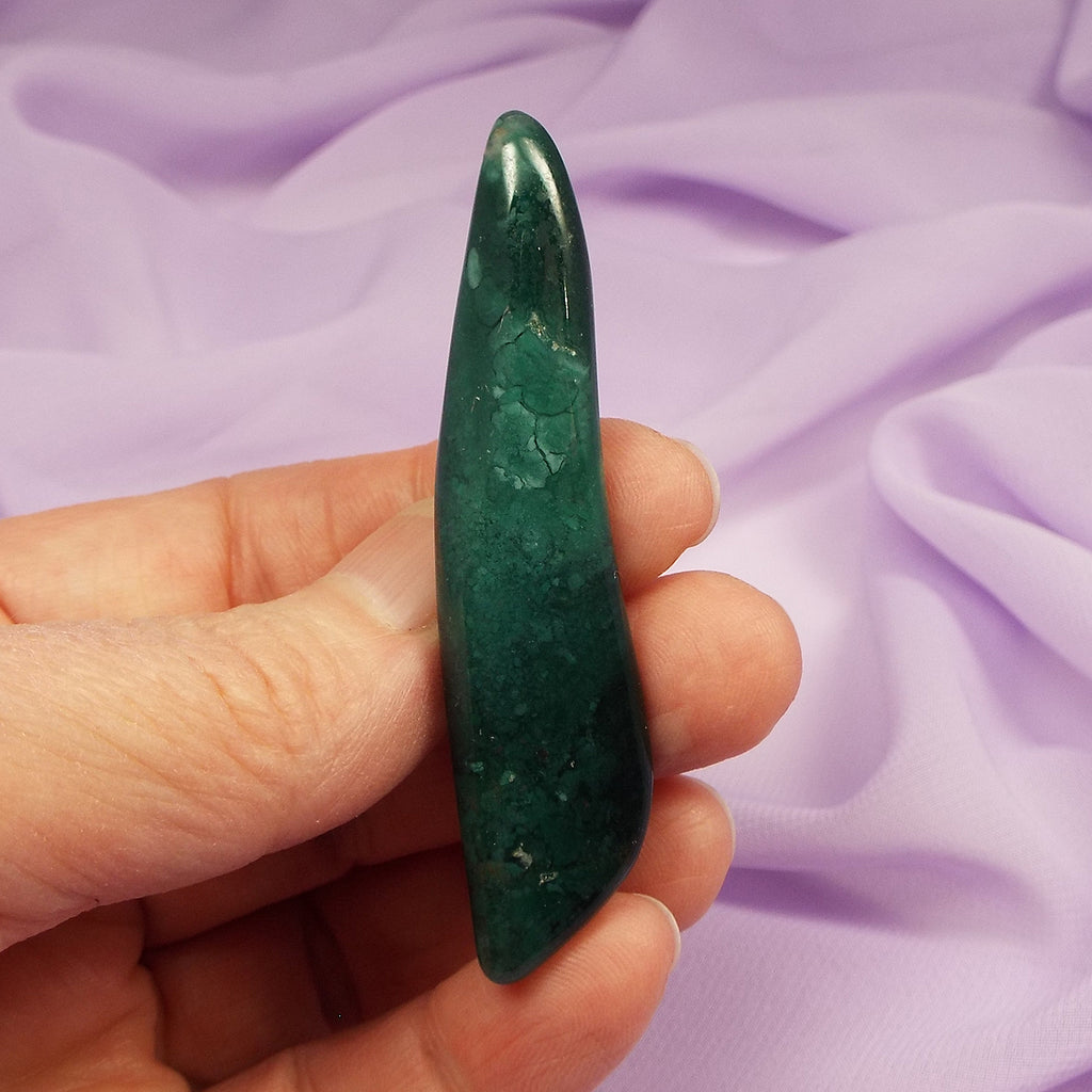 Rare Mtorolite polished piece, wand, Chrome Chalcedony 13.6g SN54934