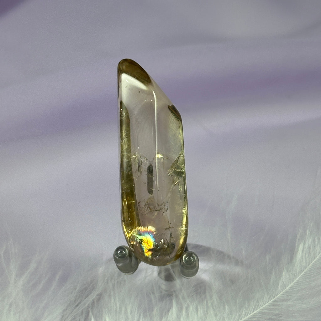 AA soft polished point Natural Citrine..not heated, Rainbows 13.7g SN50835