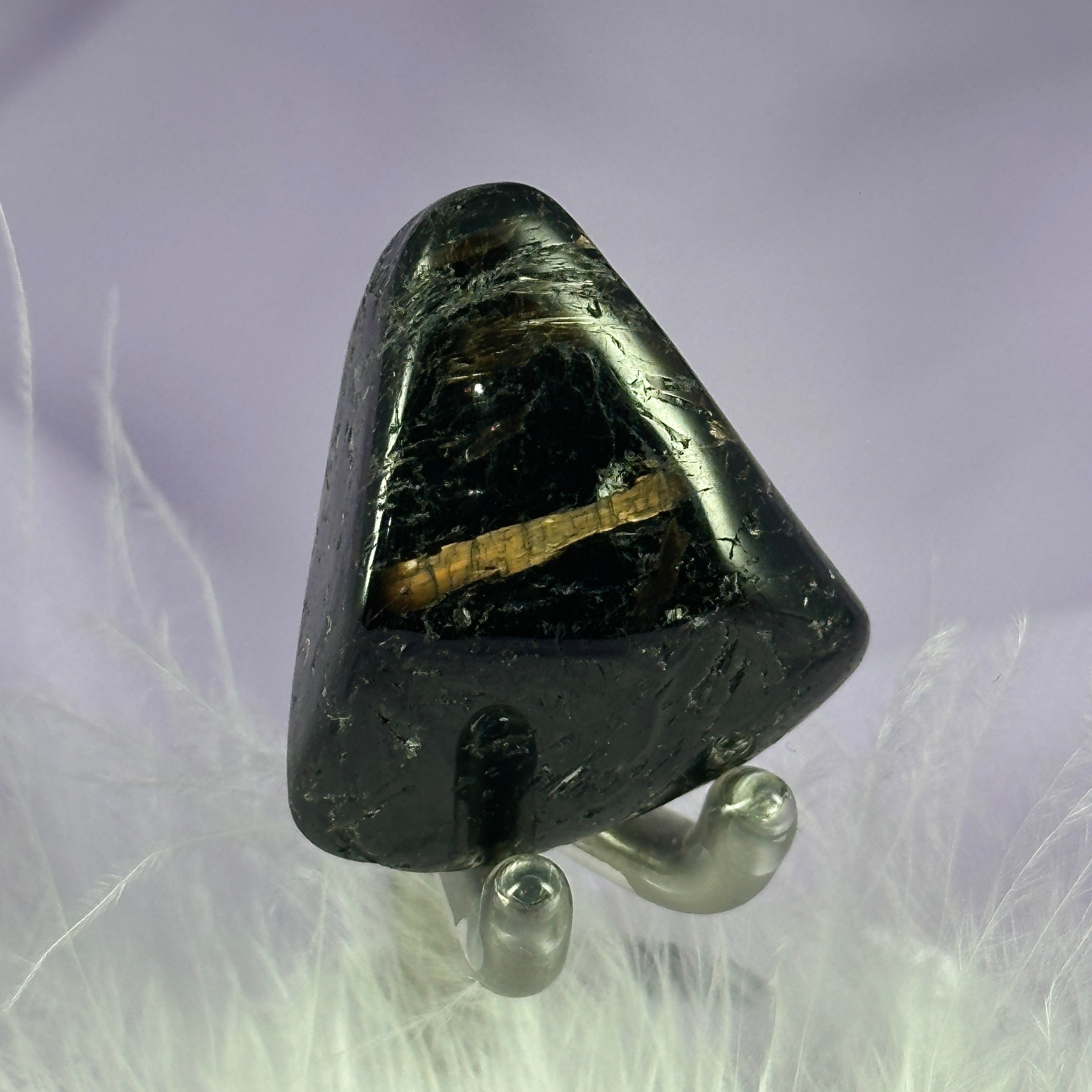 Rare Nuummite crystal tumble stone, Greenland 18.5g SN55930