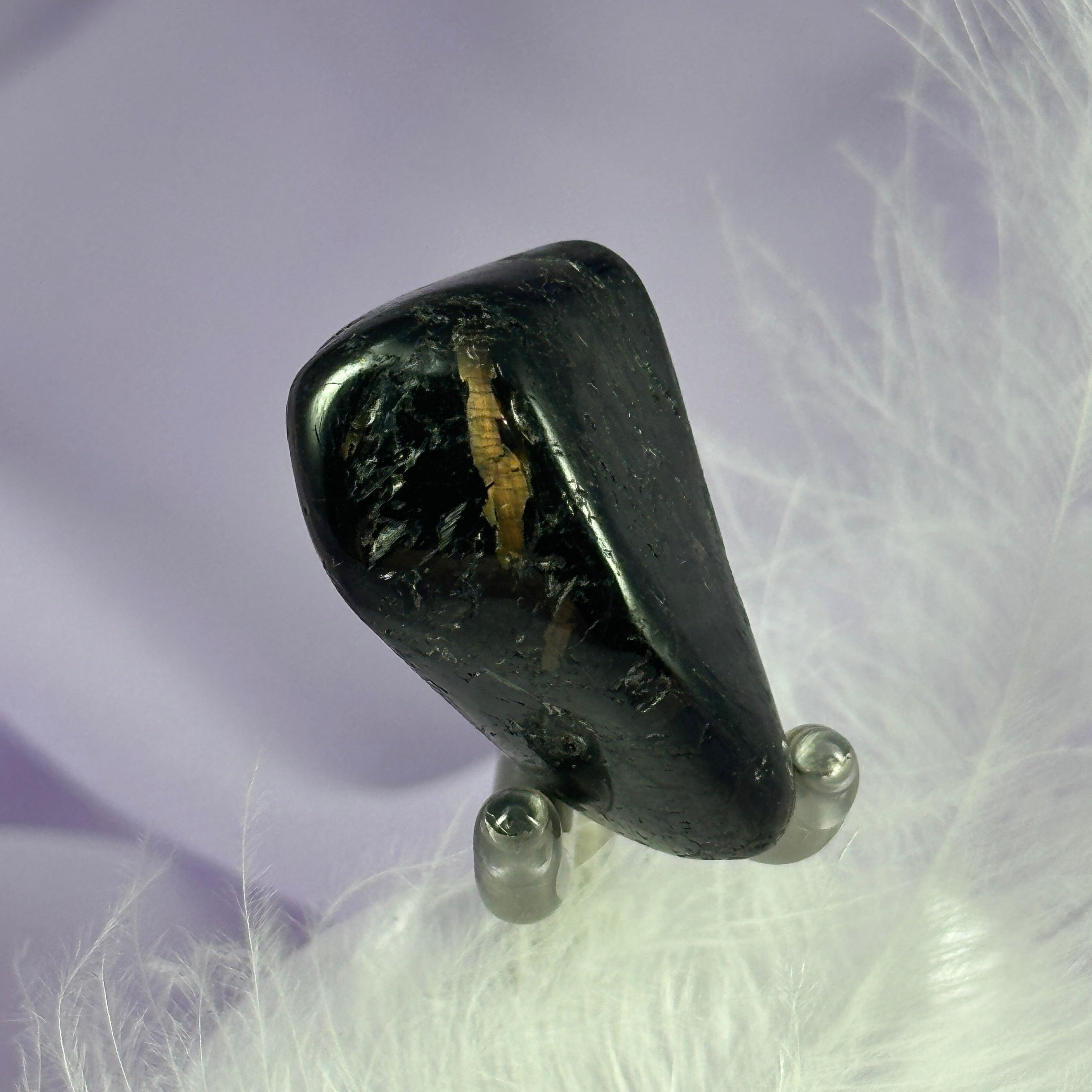 Rare Nuummite crystal tumble stone, Greenland 17.2g SN55931