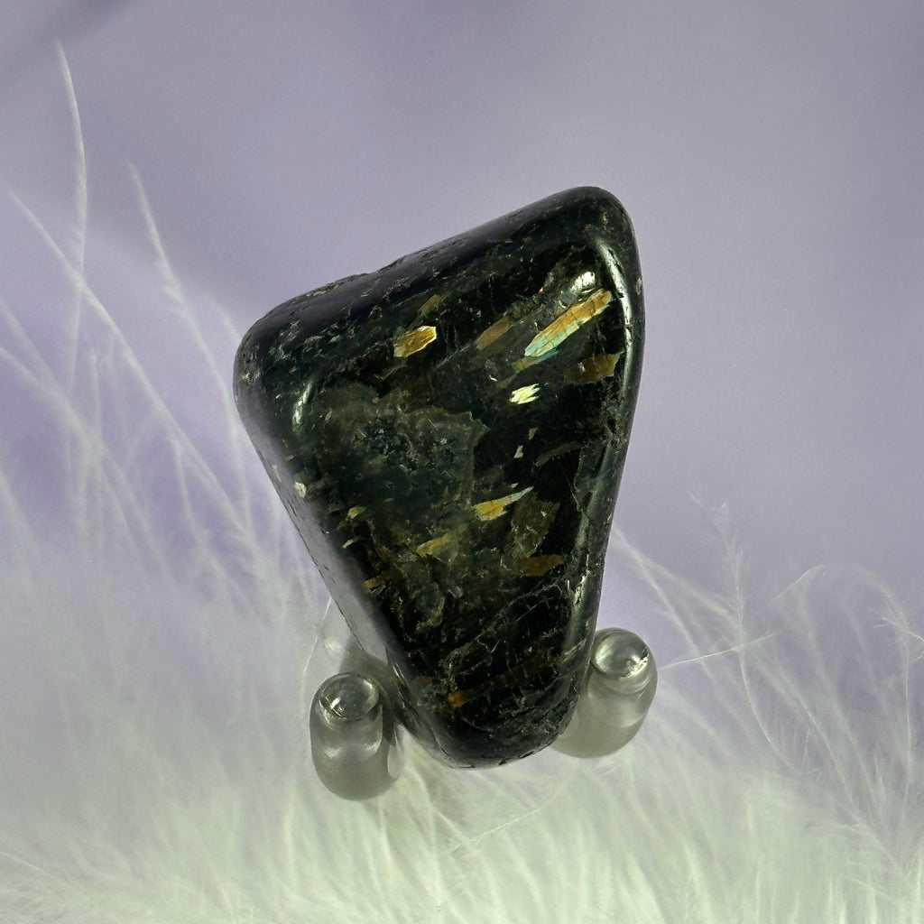 Rare Nuummite crystal tumble stone, Greenland 16.8g SN55932